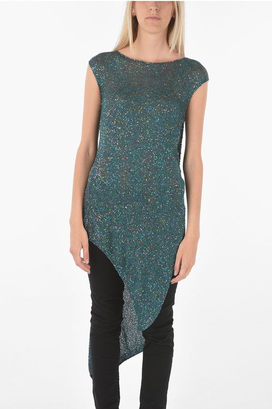 image of Loewe Sequined Knot Asymmetric Top in Green, Women's (Size Small)