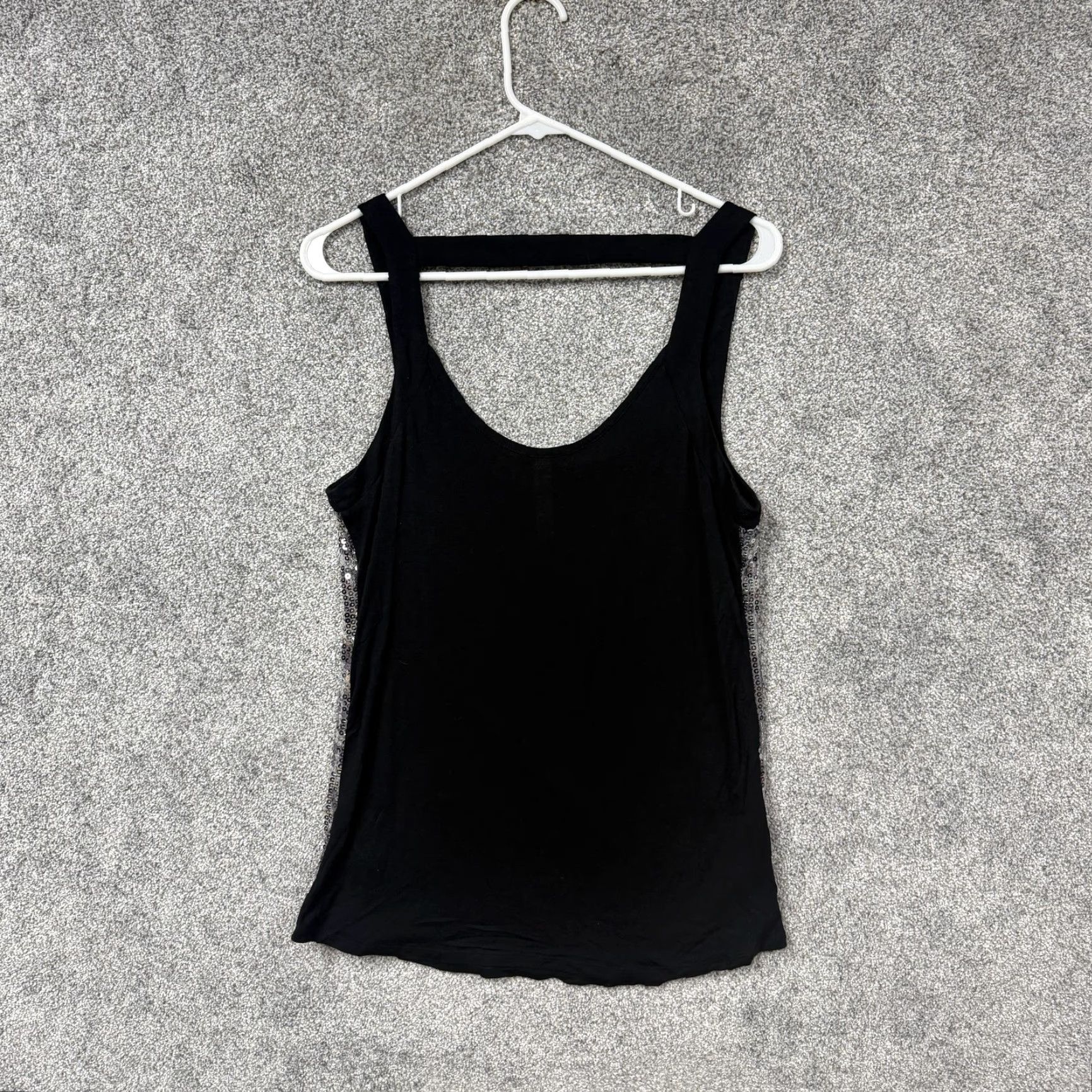 Vintage Eyeshadow Juniors Tank Top L Black Silver Sequin Check Houndstooth Cami Sleeveless Party/Cocktail Womens Girls Size L / US 10 / IT 46 - 6 Thumbnail