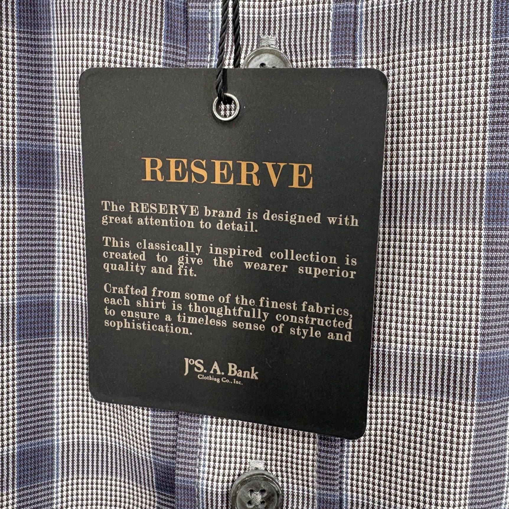 Jos. A. Bank Jos A Bank Reserve Dress Shirt Mens 2XL 38/39 Blue Plaid Egyptian Cotton NWT Size 48R - 6 Thumbnail
