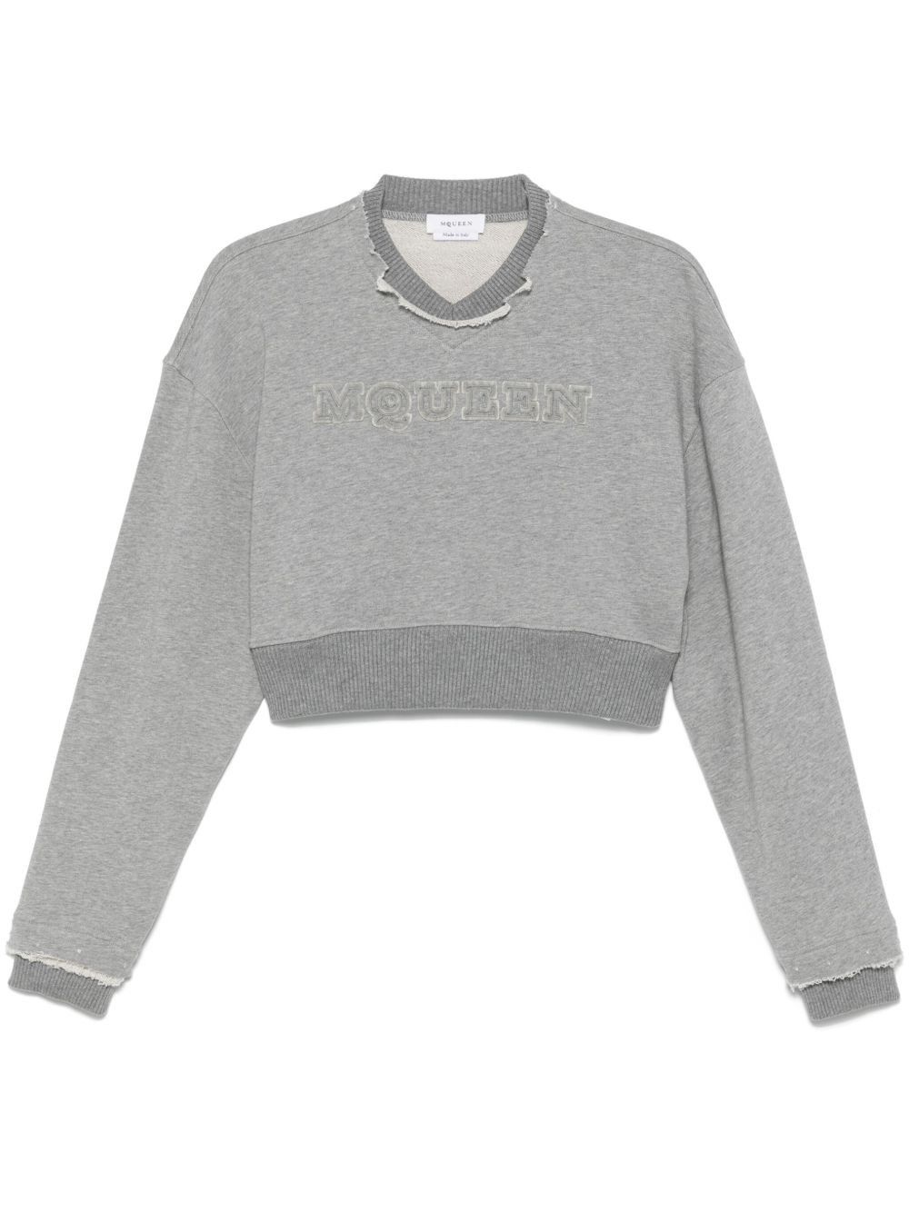 Alexander McQueen LOGO COTTON CROPPED SWEATSHIRT Size M / US 6-8 / IT 42-44 - 1 Thumbnail
