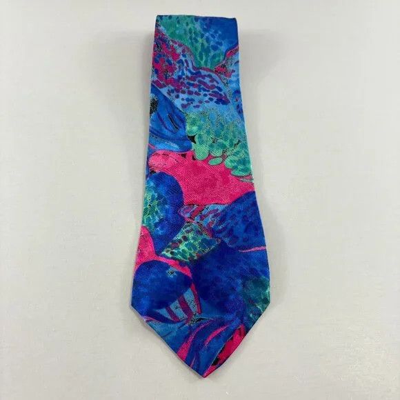 Brioni Brioni Blue / Pink Abstract Men's Tie 4" x 60" Size ONE SIZE - 1 Thumbnail