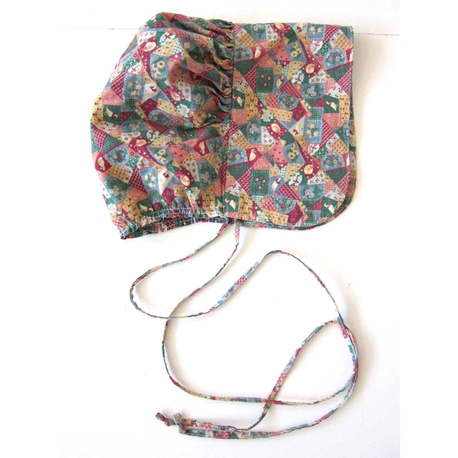 Vintage Vintage Handmade Pink Green Bird Floral Goose Hat Hood Cap Chapeau Bonnet M-L Size ONE SIZE - 4 Thumbnail