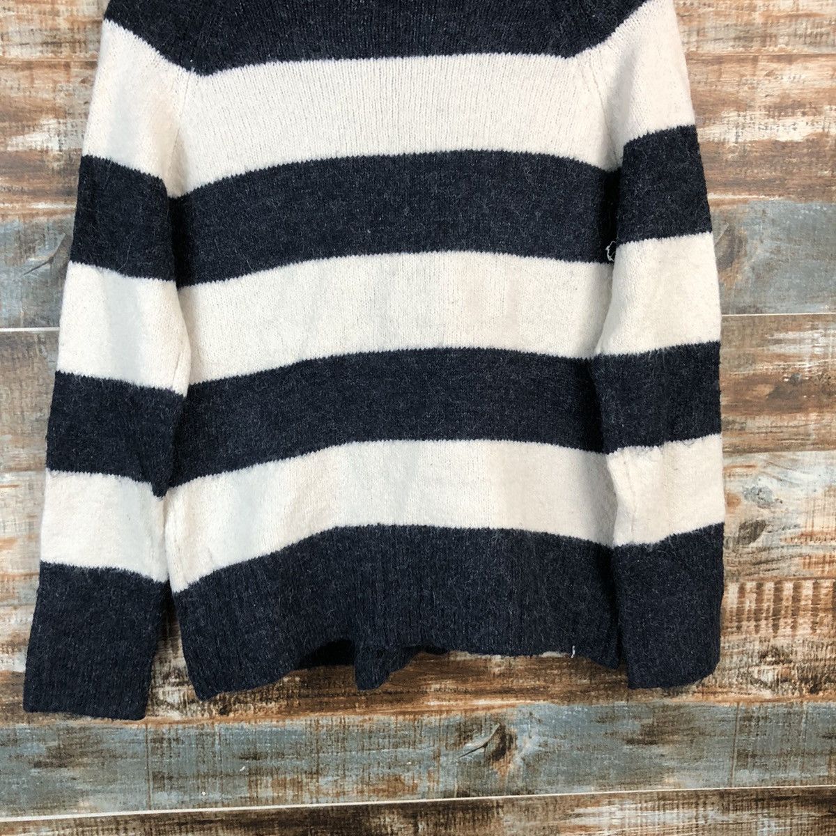 Japanese Brand × Solid and Striped DL Lepsim Stripe Black White Mohair Cardigan Knitwear #C563 Size M / US 6-8 / IT 42-44 - 15 Thumbnail