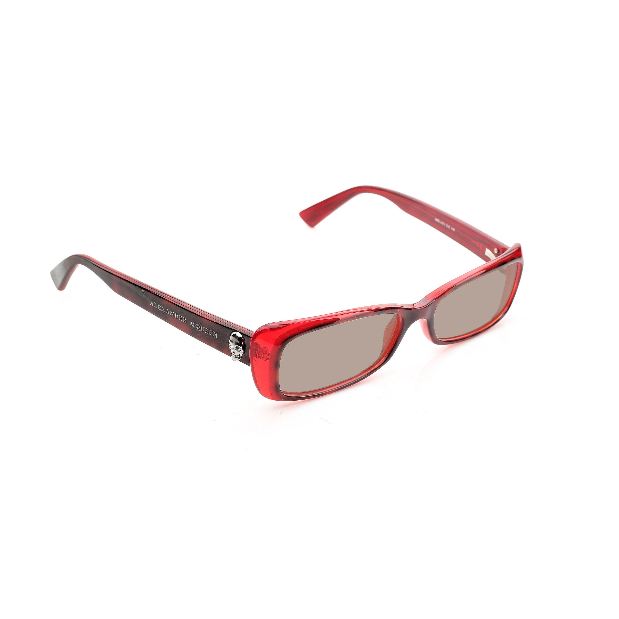 Alexander McQueen Alexander McQueen '00s Red Cat-Eye Silver Skull Sunglasses Size ONE SIZE - 2 Thumbnail