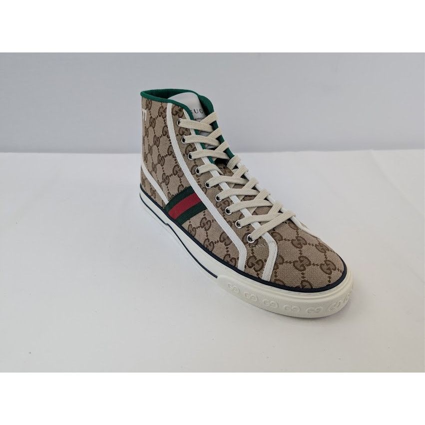 Gucci o1rshd1 Tennis 1977 Canvas High-Top Sneakers in Beige Ebony Size US 11 / EU 44 - 3 Thumbnail