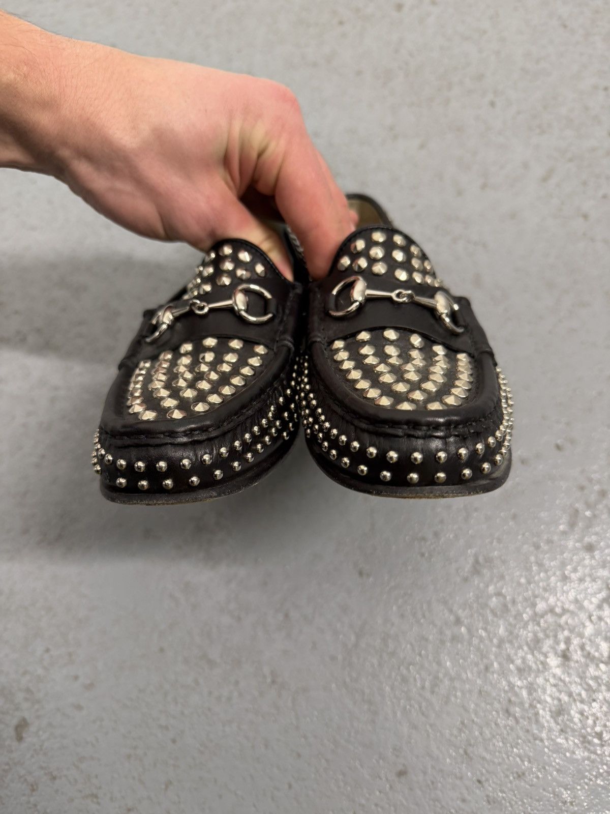 Gucci Gucci Horsebit 1953 Studded Leather Loafers Size US 7 / IT 37 - 3 Thumbnail