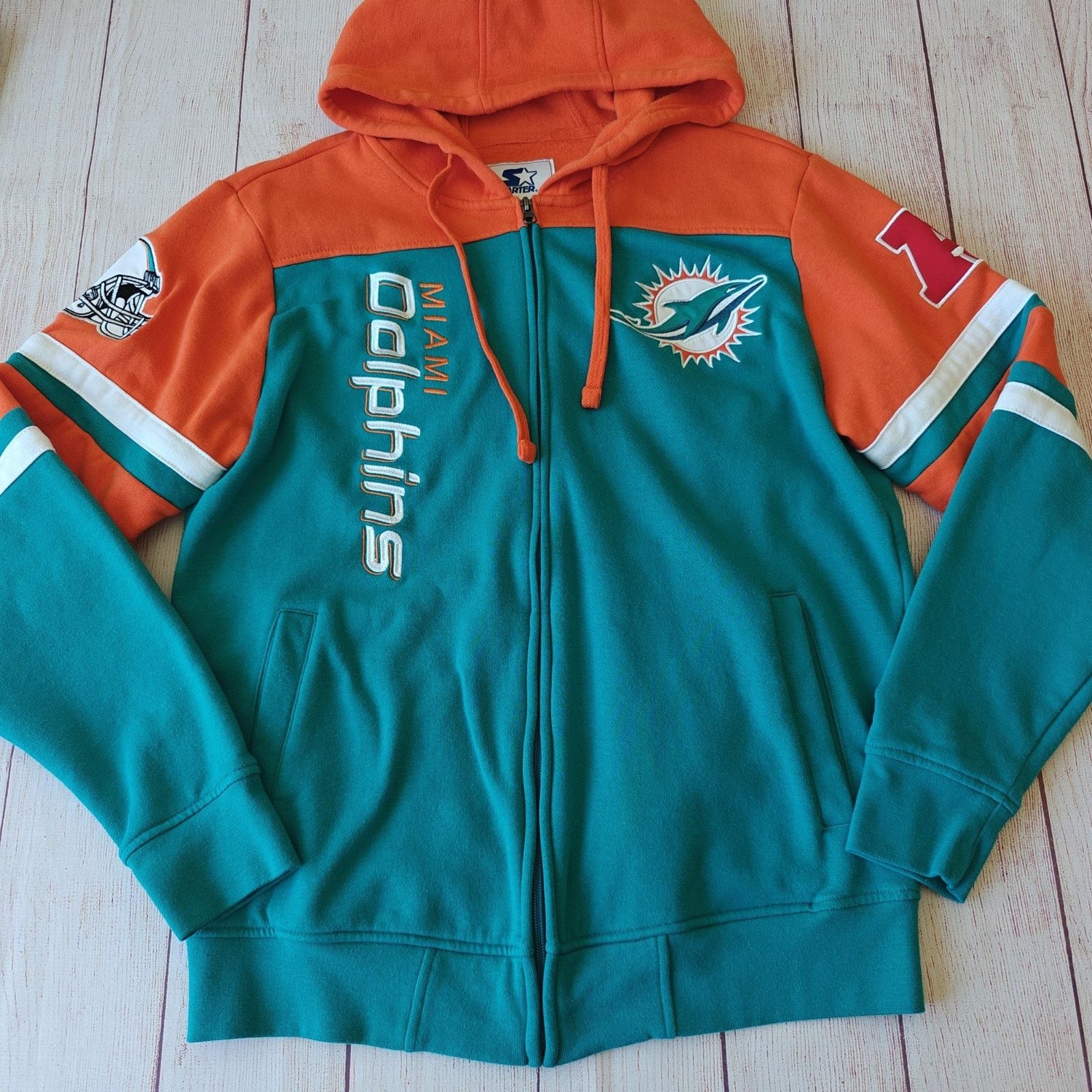 Starter NFL Aqua Miami Dolphins Extreme Full-Zip Hoodie Jacket sz M Size US M / EU 48-50 / 2 - 3 Thumbnail