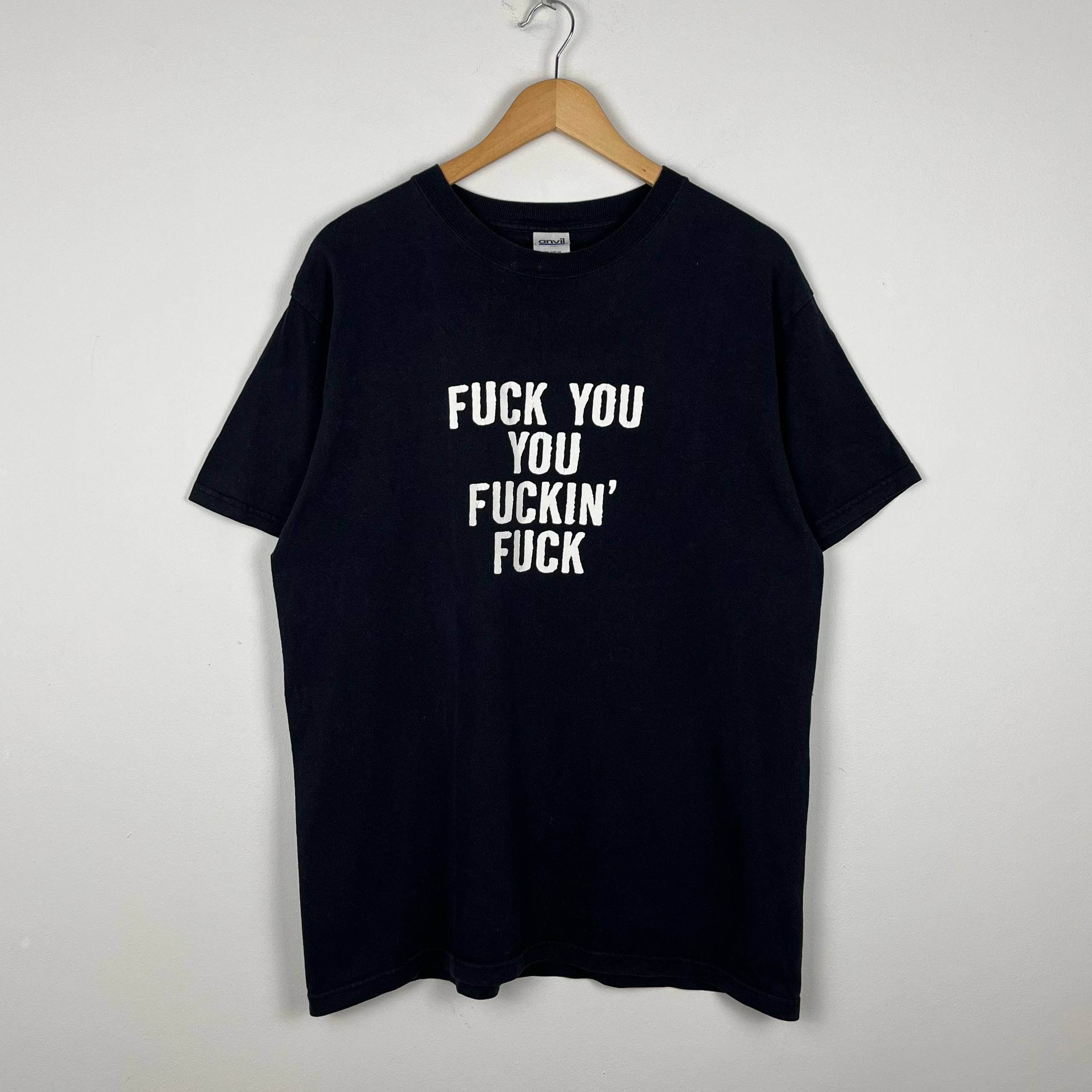 T-754 00s FUCK YOU HAND SIGN Tシャツ L. Fuck you hand sign shirt