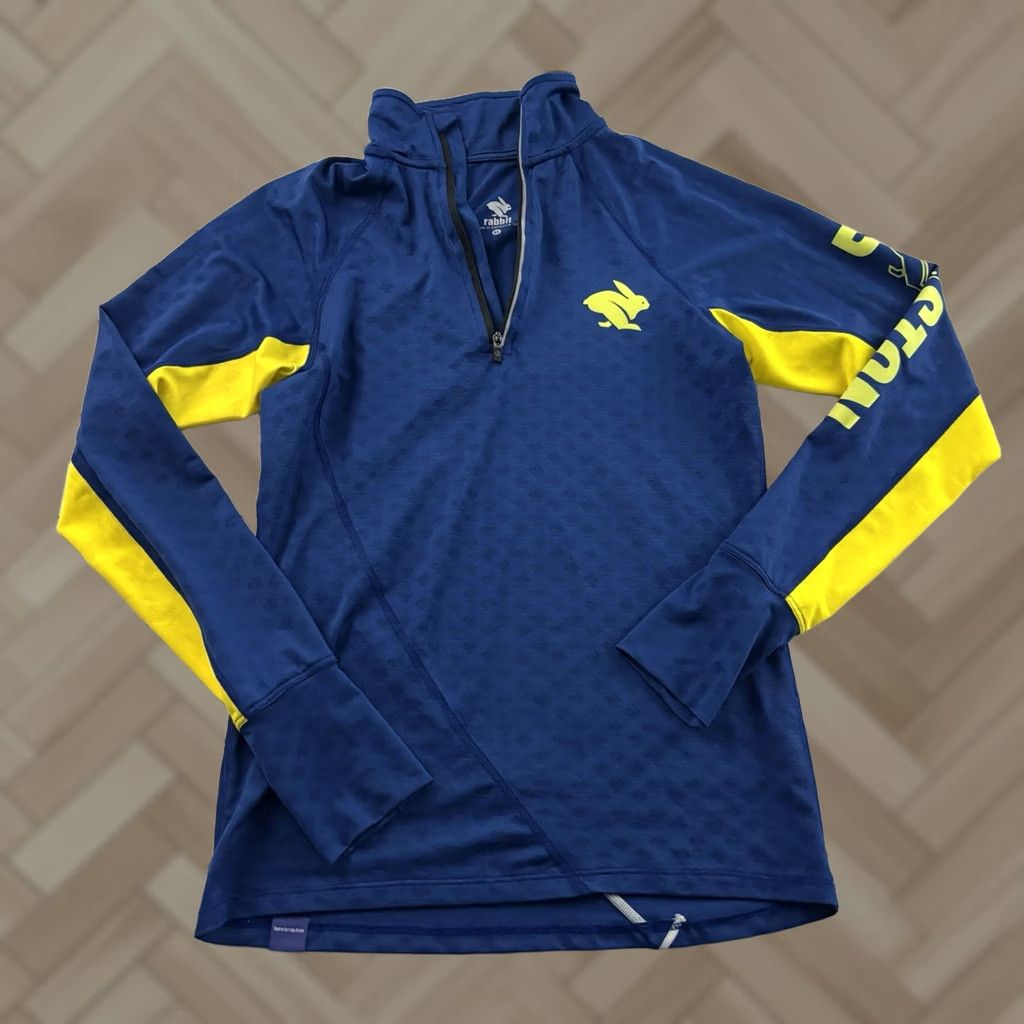 Vintage Rabbit Boston Marathon Long Sleeve 1/4 Zip Athletic Shirt Women's XS Blue Yellow Size XS / US 0-2 / IT 36-38 - 1 Thumbnail