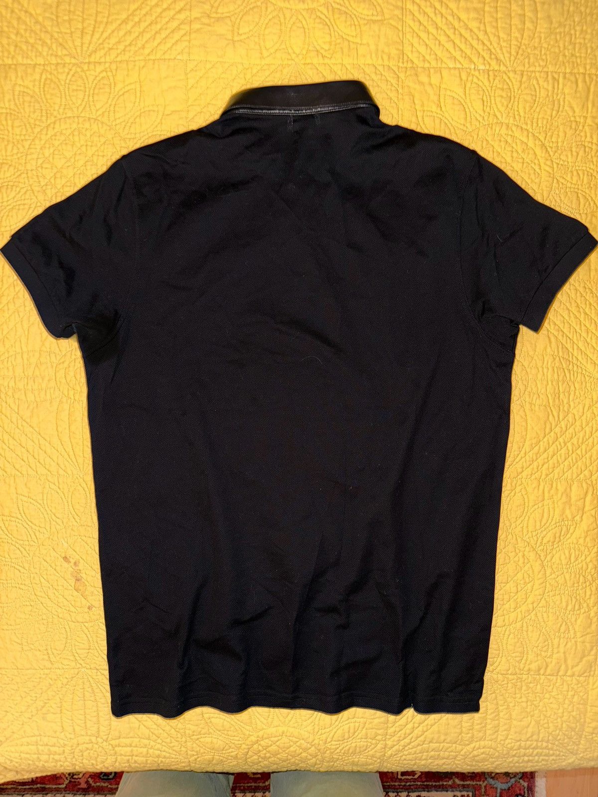 Yves Saint Laurent Yves Saint Laurent Black Polo w/ Leather Collar, mens large Size US L / EU 52-54 / 3 - 11 Thumbnail