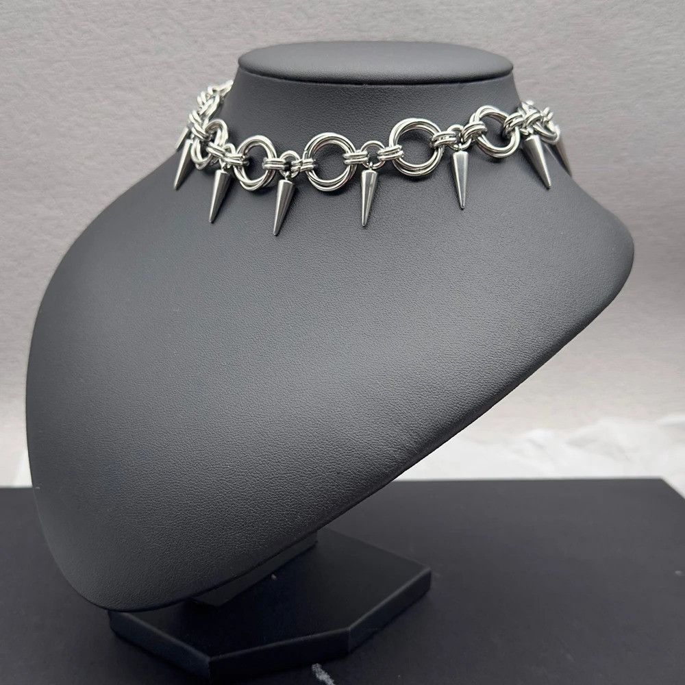 Vintage Goth Spiky Chainmail Choker Necklace Size ONE SIZE - 6 Thumbnail