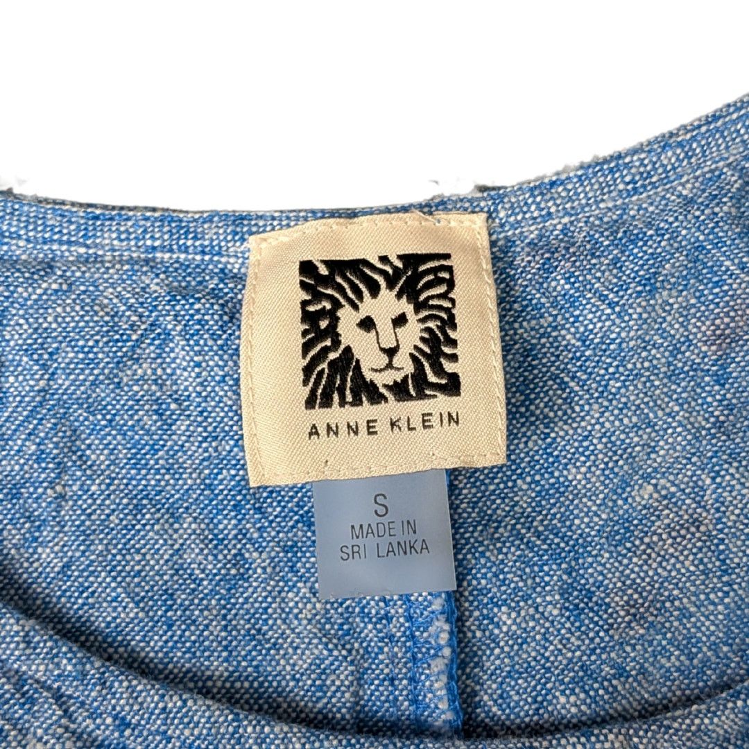 Anne Klein Anne Klein Sky Blue Textured Sheath Dress with V-Tail Size S / US 4 / IT 40 - 3 Thumbnail