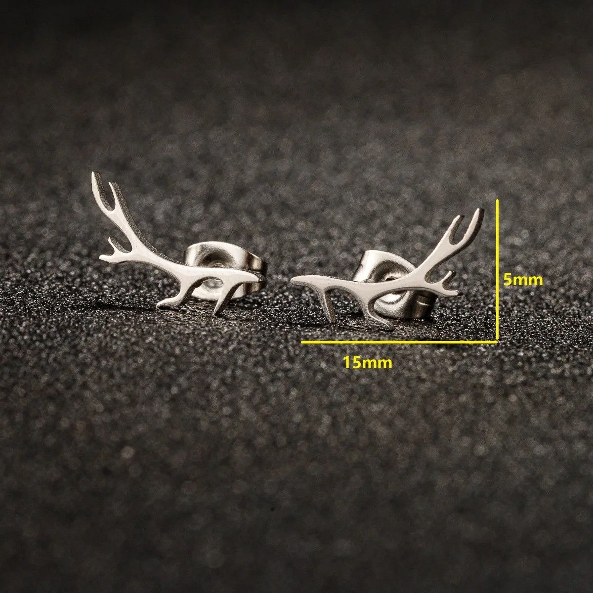 Jewelry Deer Horn Stud Earrings Charm Stainless Earring Gift Size ONE SIZE - 3 Thumbnail