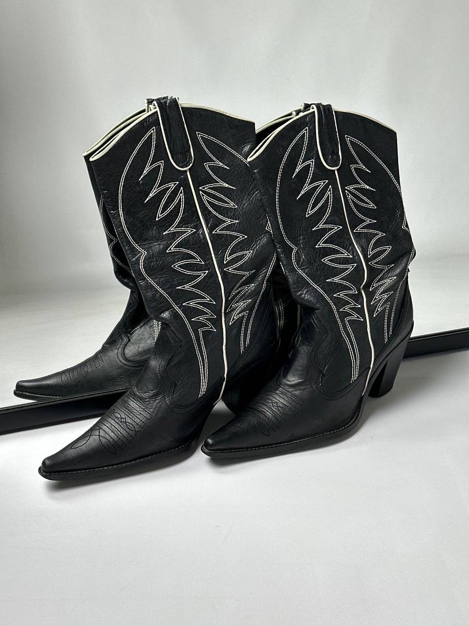 Cowboy Equipment 🔥90s Vintage Cowboy Leather High Shoes Western Vibe Size US 8 / IT 38 - 1 Thumbnail