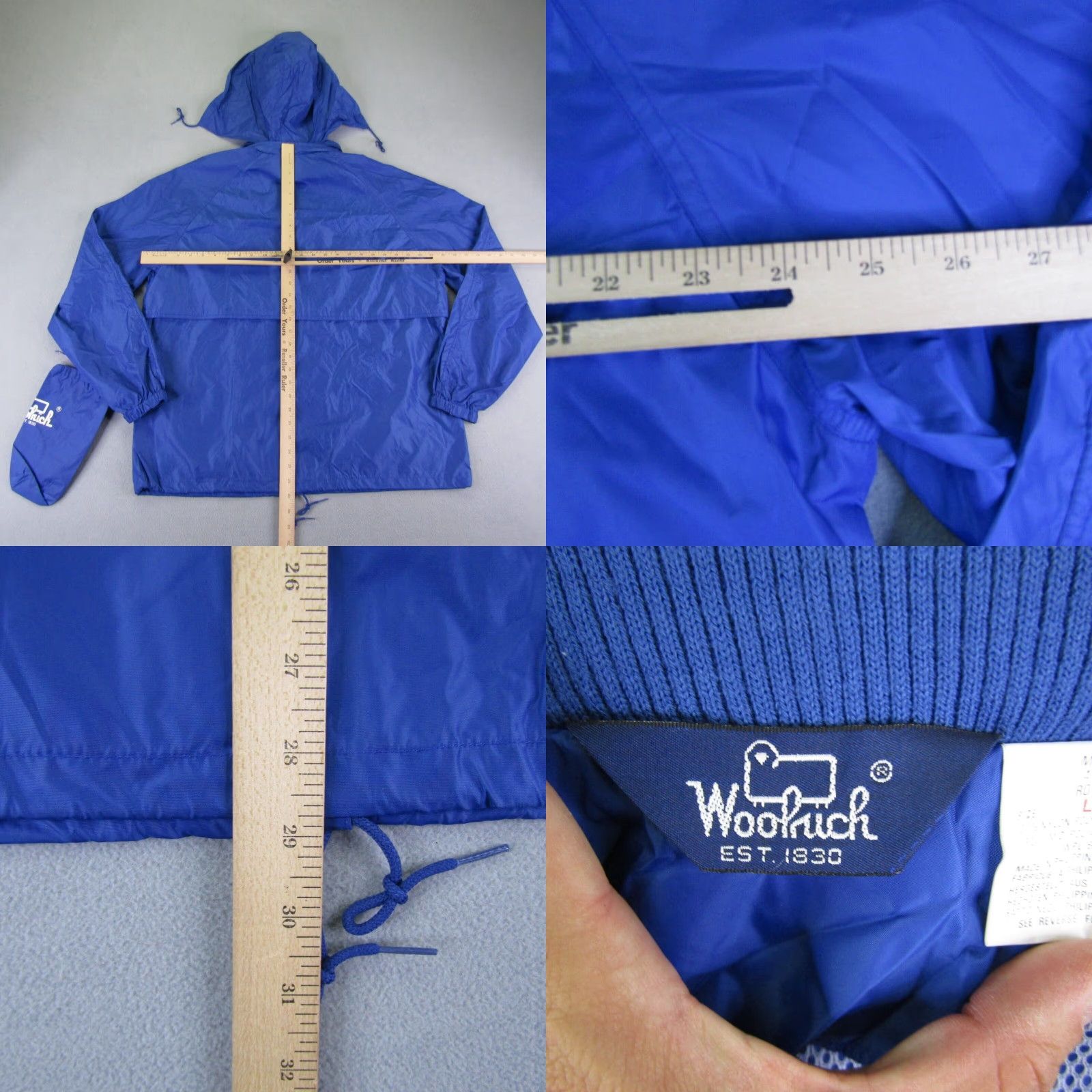 Vintage VINTAGE Woolrich Jacket Mens Large Windbreaker Coat Full Zip Hooded Packable 90s Blue Outdoor Mens Size US L / EU 52-54 / 3 - 8 Thumbnail