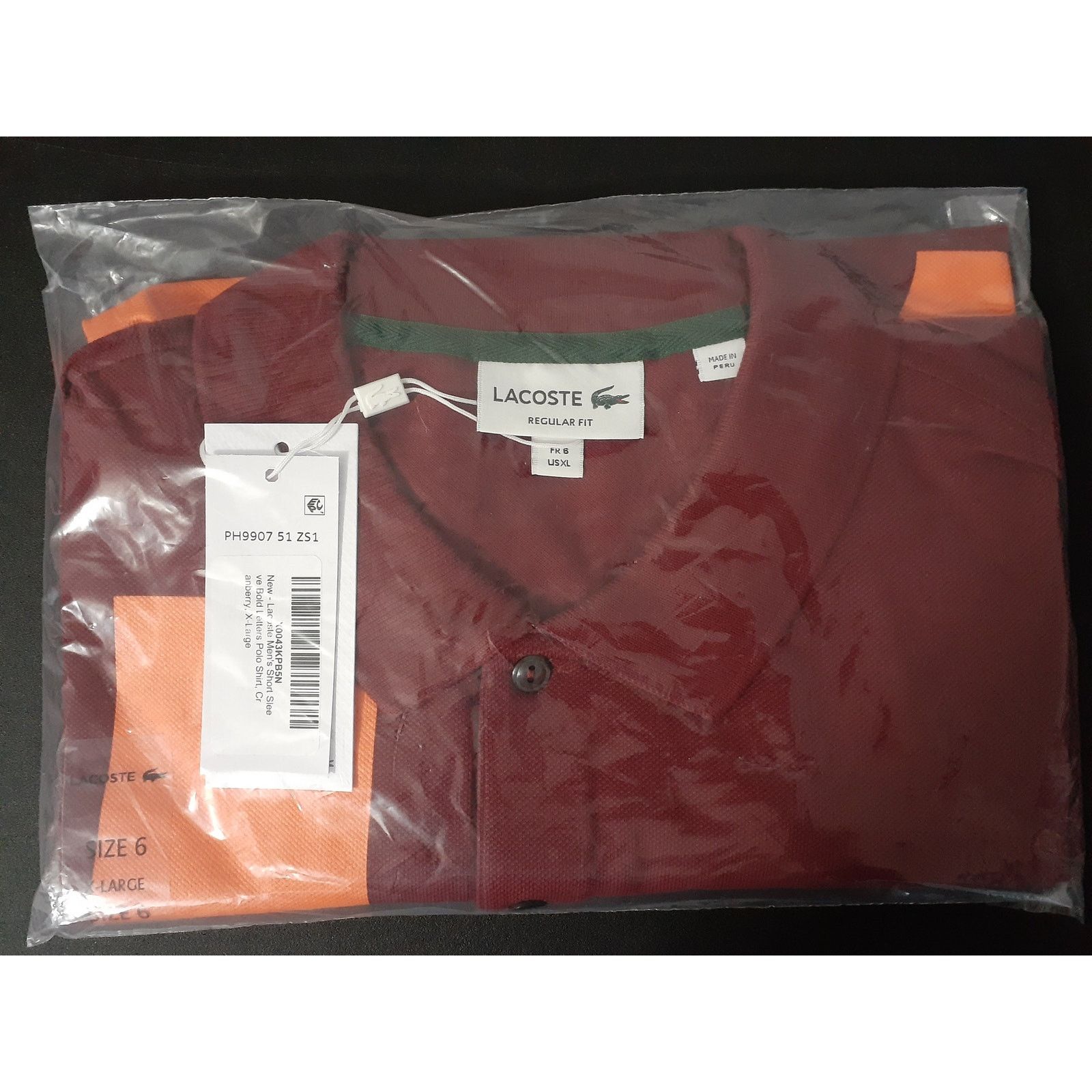 Lacoste Lacoste Men's Regular Contrast Lettering Petit Pique Polo XL Size US XL / EU 56 / 4 - 2 Thumbnail