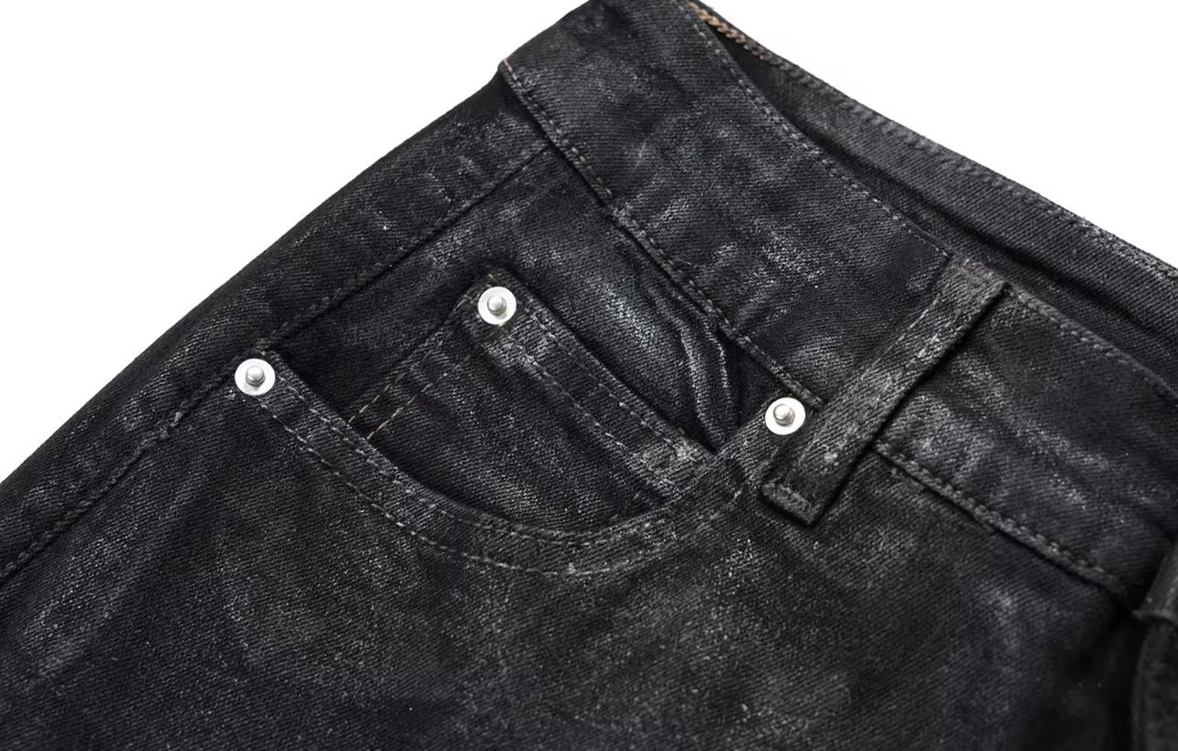Denime × Leather Streetwear Black Wax Leather Strecth Jeans Size US 31 - 5 Thumbnail