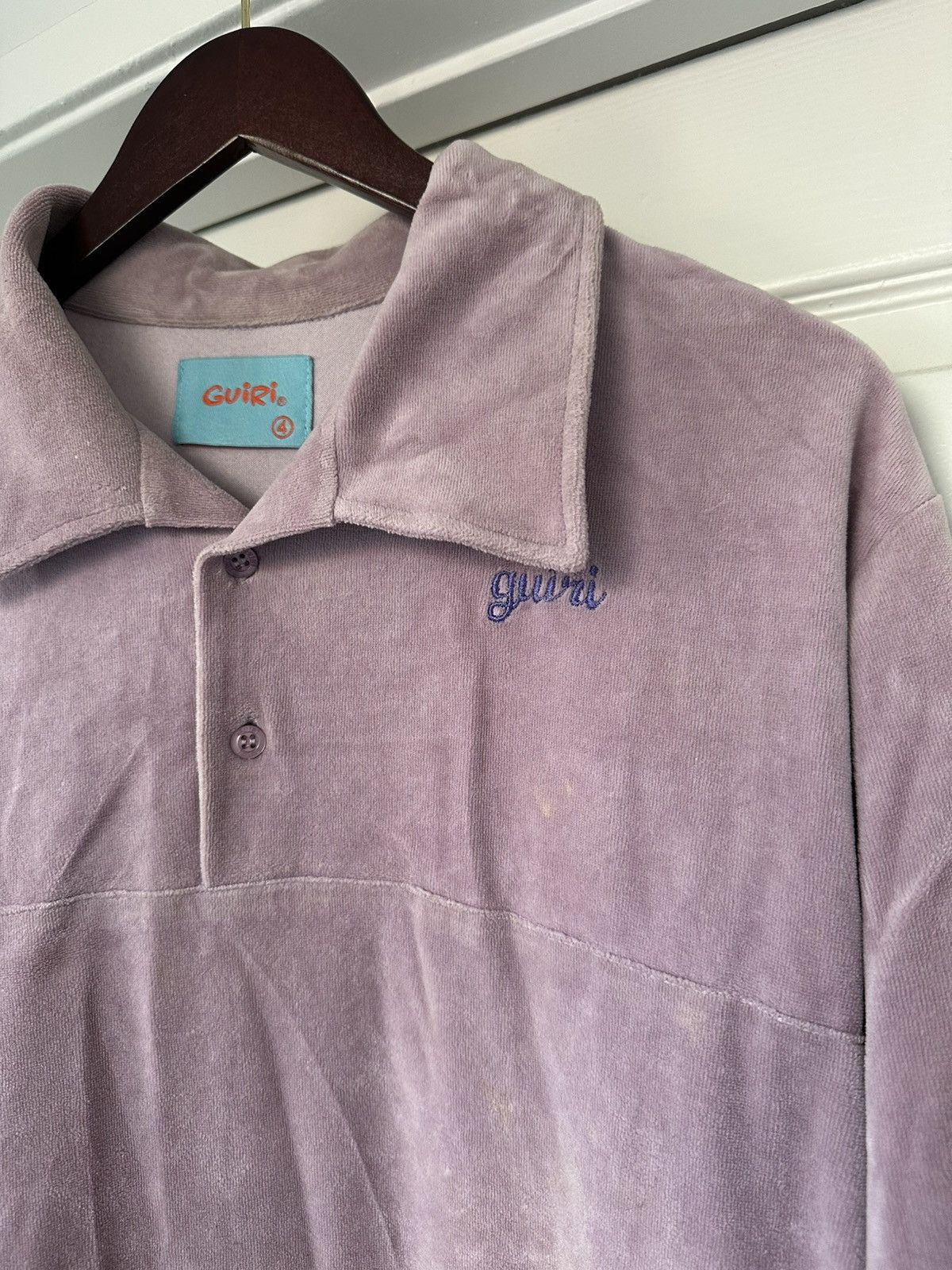 Other Guiri - Violet Velour Polo Sweater Size US M / EU 48-50 / 2 - 2 Thumbnail