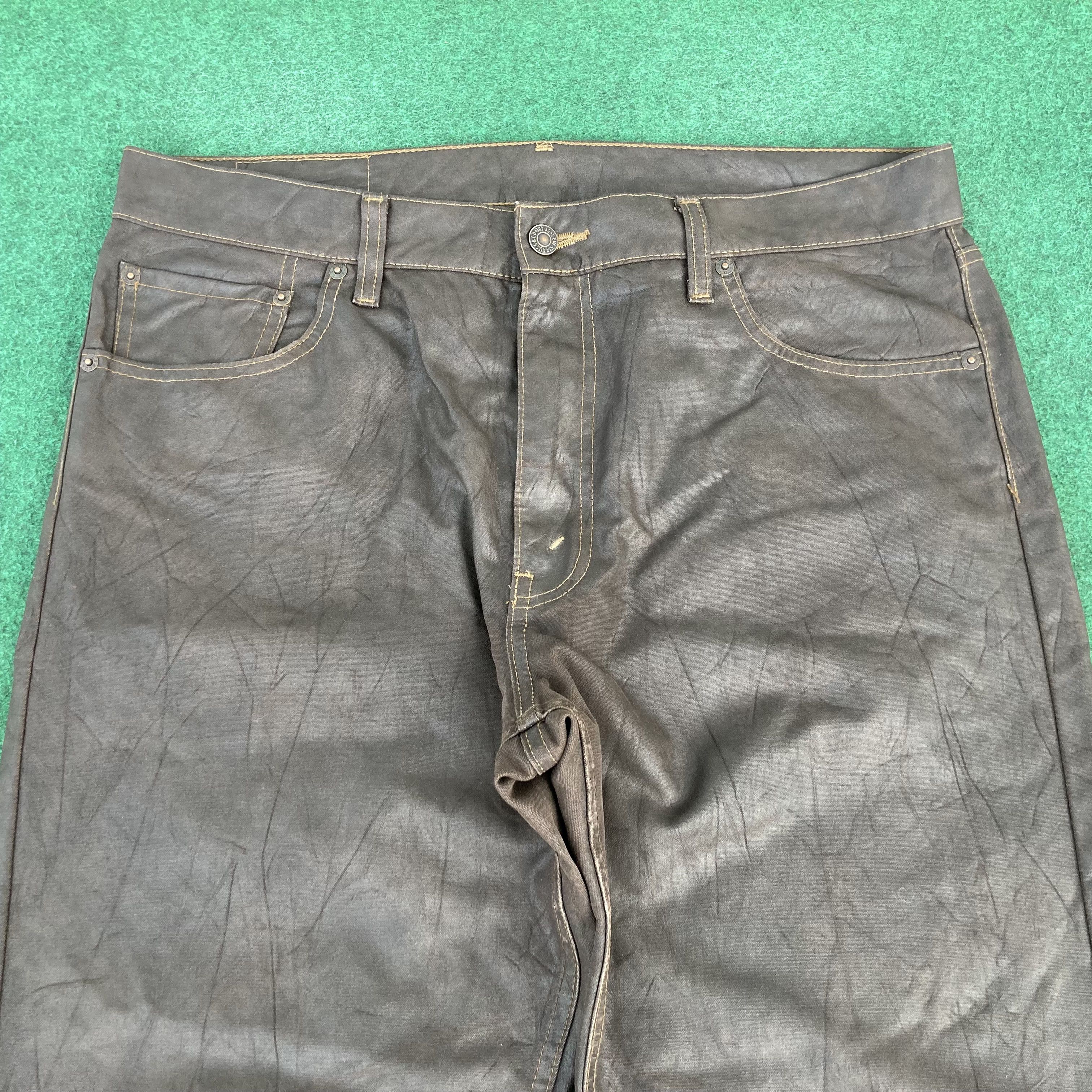 Levi's × Vintage Vtg 35x31 Levis 505 Wax Coated Sz 35 Waxed Coated Jeans Size US 35 - 3 Thumbnail
