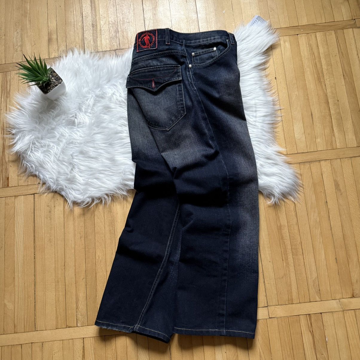Dirk Bikkembergs 📌 Vintage Y2K Dirk Bikkembergs Baggy Soccer Washed Jeans Size US 33 - 3 Thumbnail