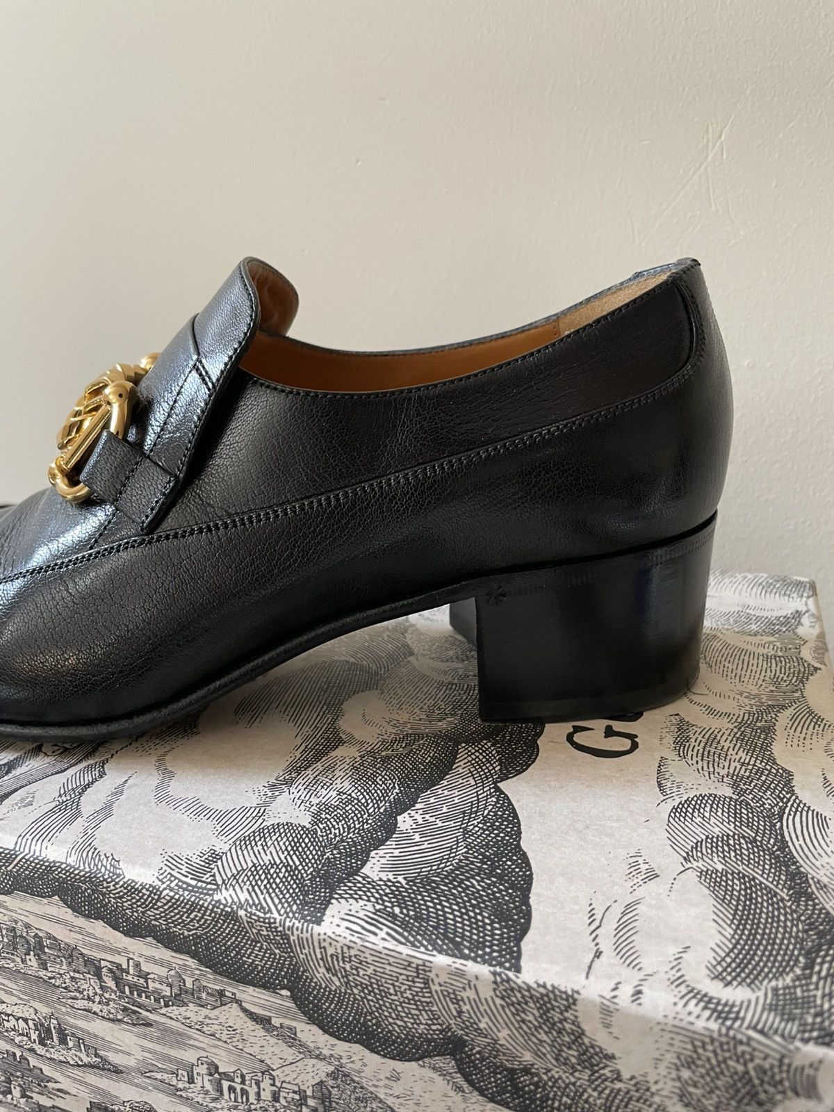 Gucci Gucci Moccasin Quentin Blk heels Size US 7 / EU 40 - 10 Thumbnail