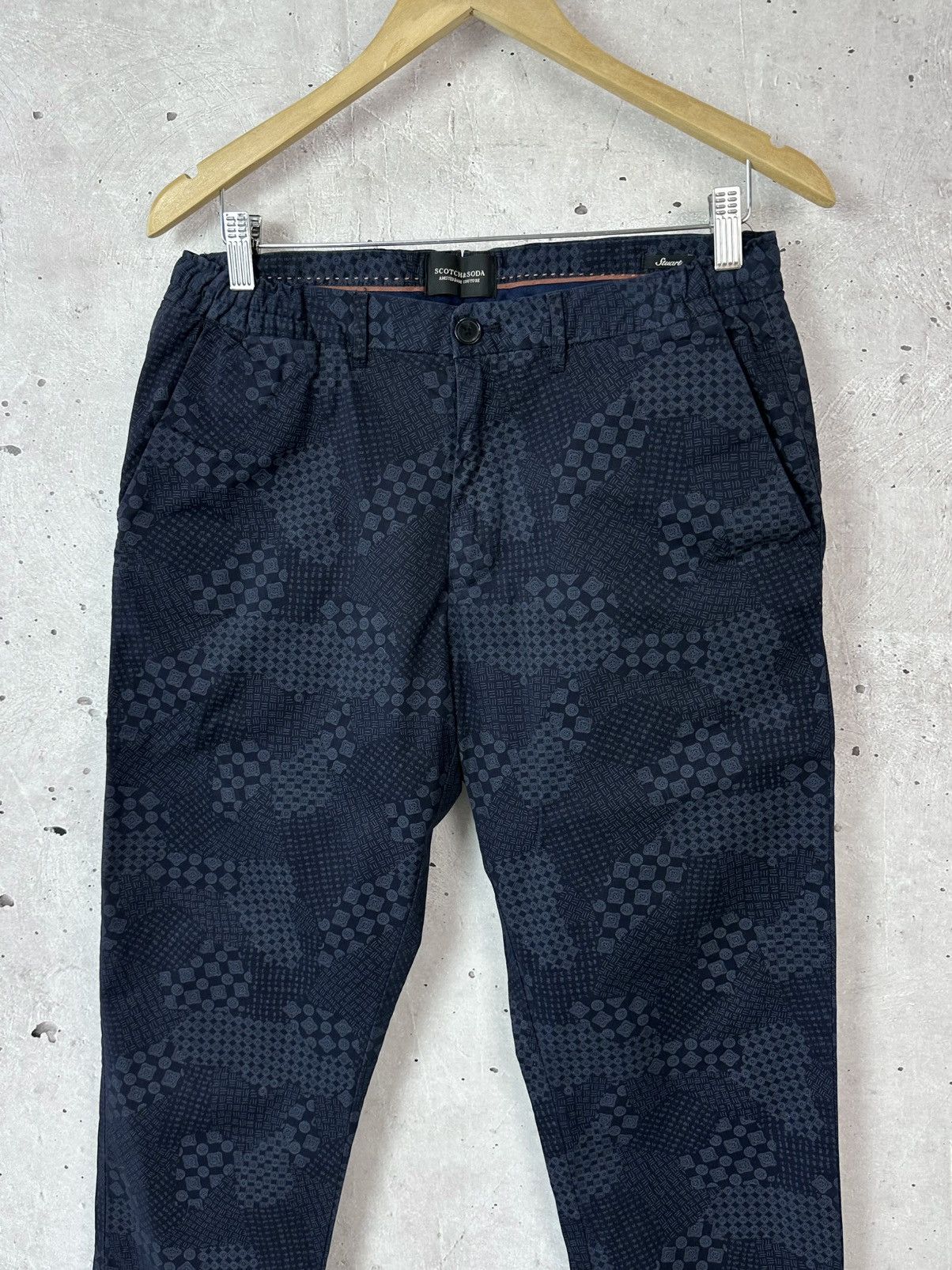 Scotch & Soda Scotch & Soda Printed Cotton Navy Straight Men’s Pants Size US 32 / EU 48 - 2 Thumbnail