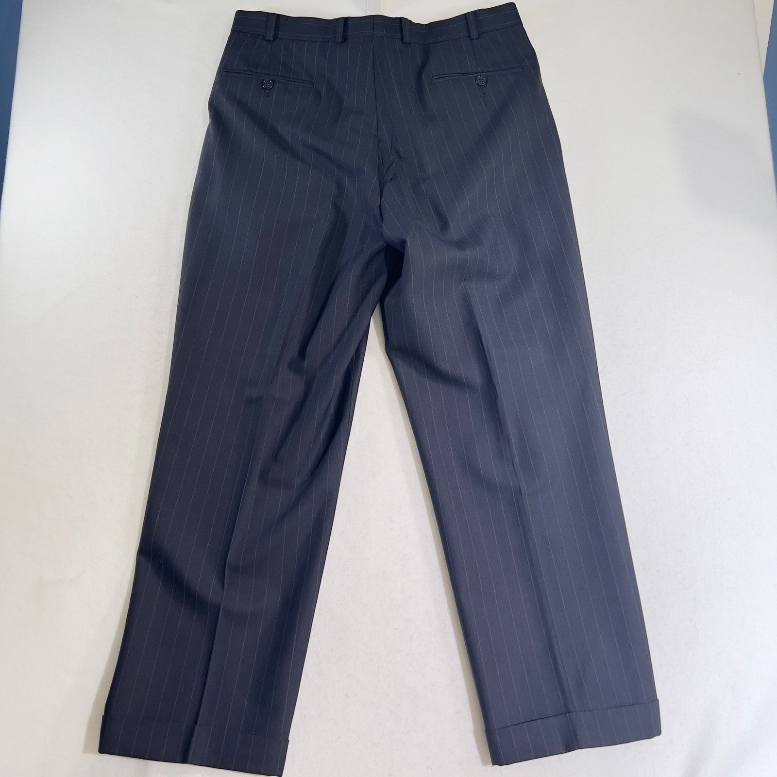 Brooks Brothers Brooks Brothers 346 Pin Stripe Suit SZ 43R Classic Blue Wool Size 42R - 18 Thumbnail