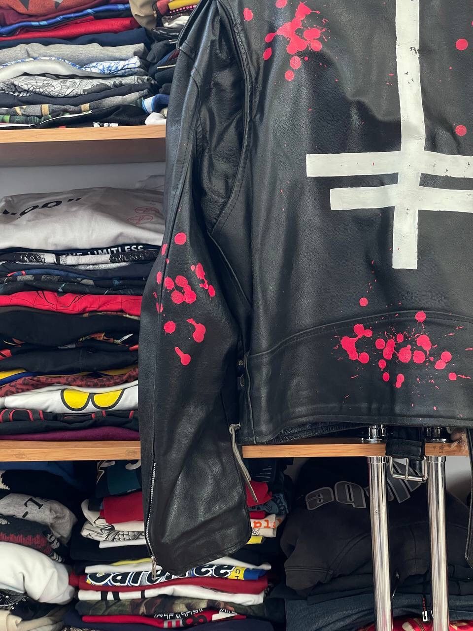 vintage heavy italian leather Y2k motorcycle jacket