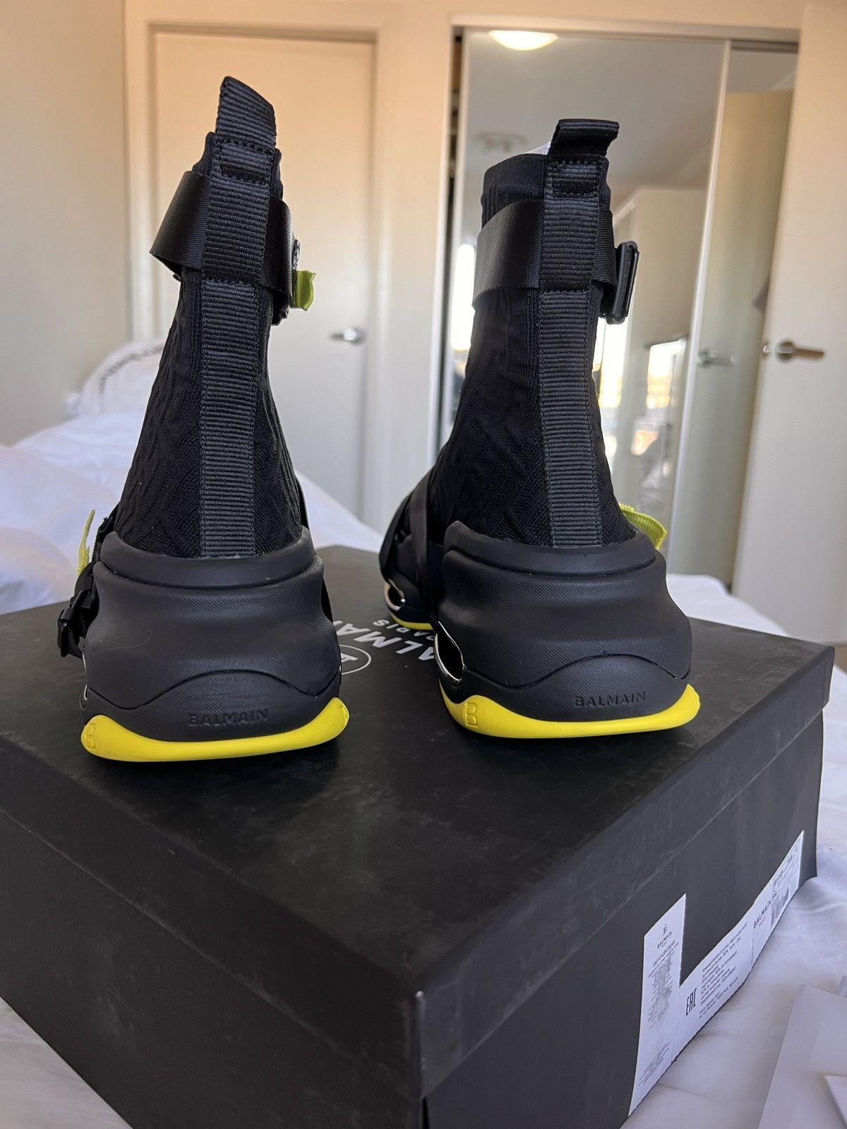 Balmain B-Bold high-top Sock Sneakers 42 Black/Neon Yellow Size US 9 / EU 42 - 5 Thumbnail