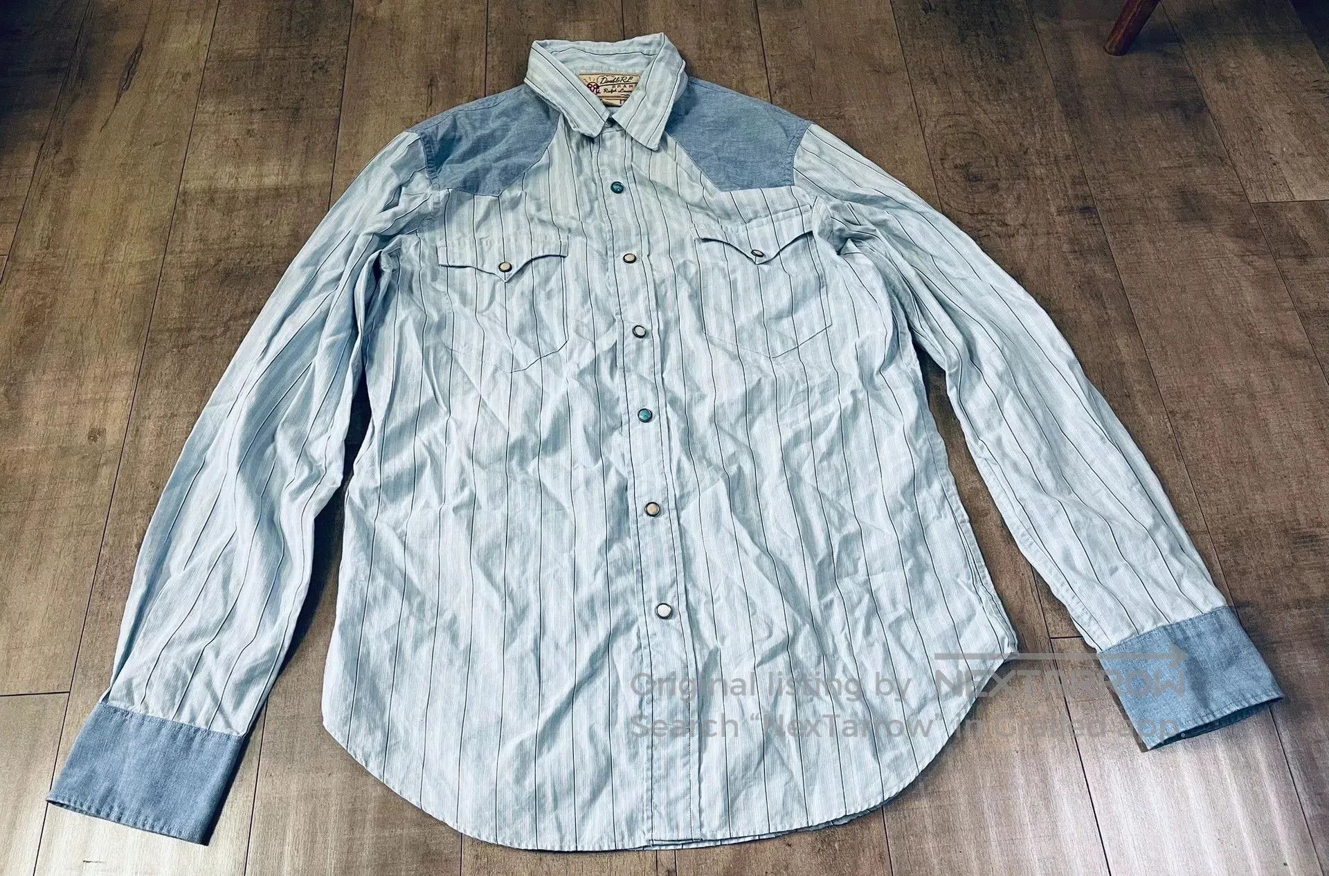 RRL Ralph Lauren RRL Turquoise Patchwork Indigo Shirt. Size US M / EU 48-50 / 2 - 2 Thumbnail