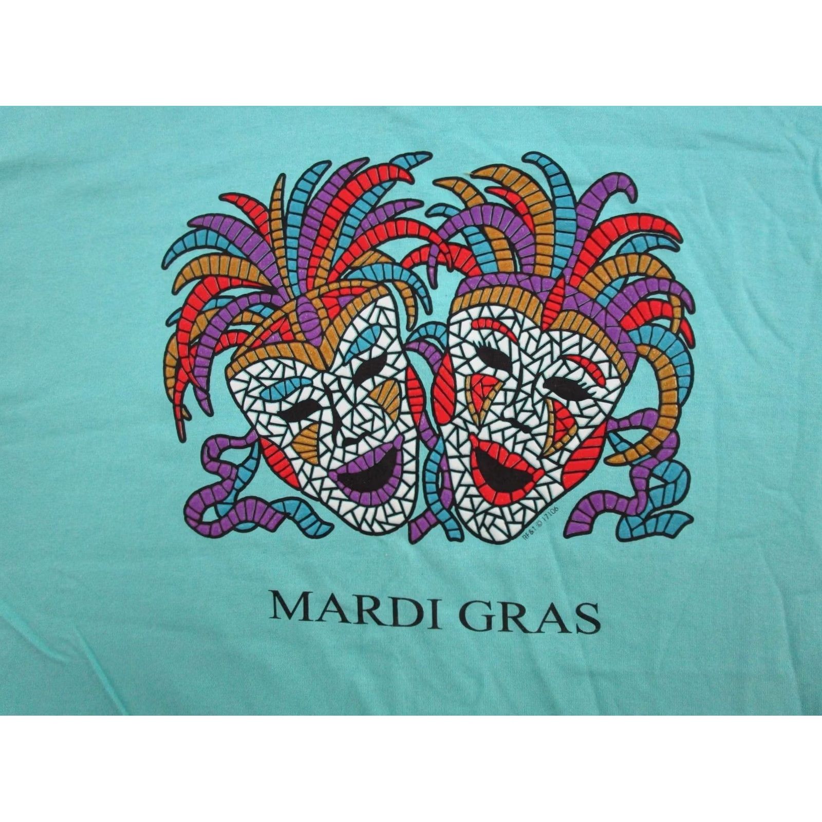 Vintage Vintage 90s Mardi Gras Comedy Mask Graphic Tee T-Shirt Mens Size M USA Made Size US M / EU 48-50 / 2 - 2 Thumbnail