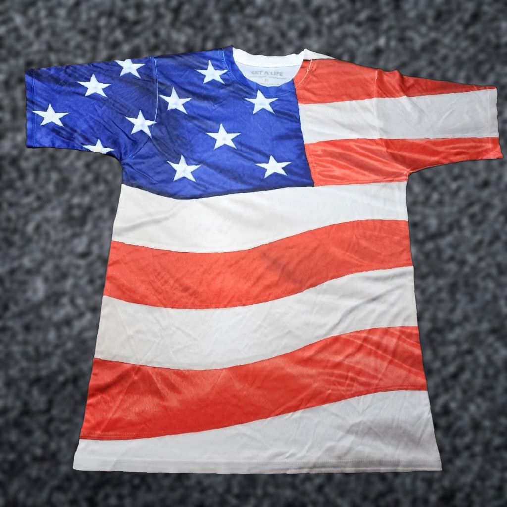 Alife Get A Life Mens M Patriotic USA American Flag T Shirt All Over Print Size US M / EU 48-50 / 2 - 1 Thumbnail