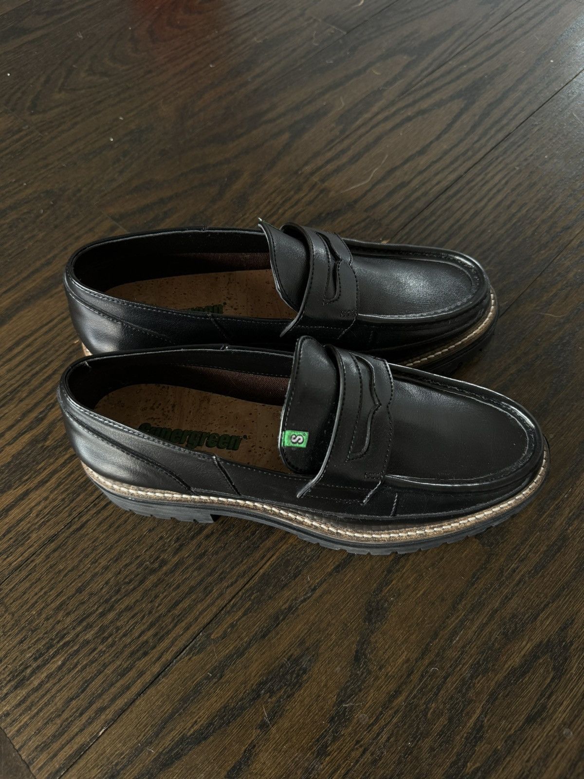 image of Supergreen Mila Loafer In Black Vegan Leather, Women's (Size 8)