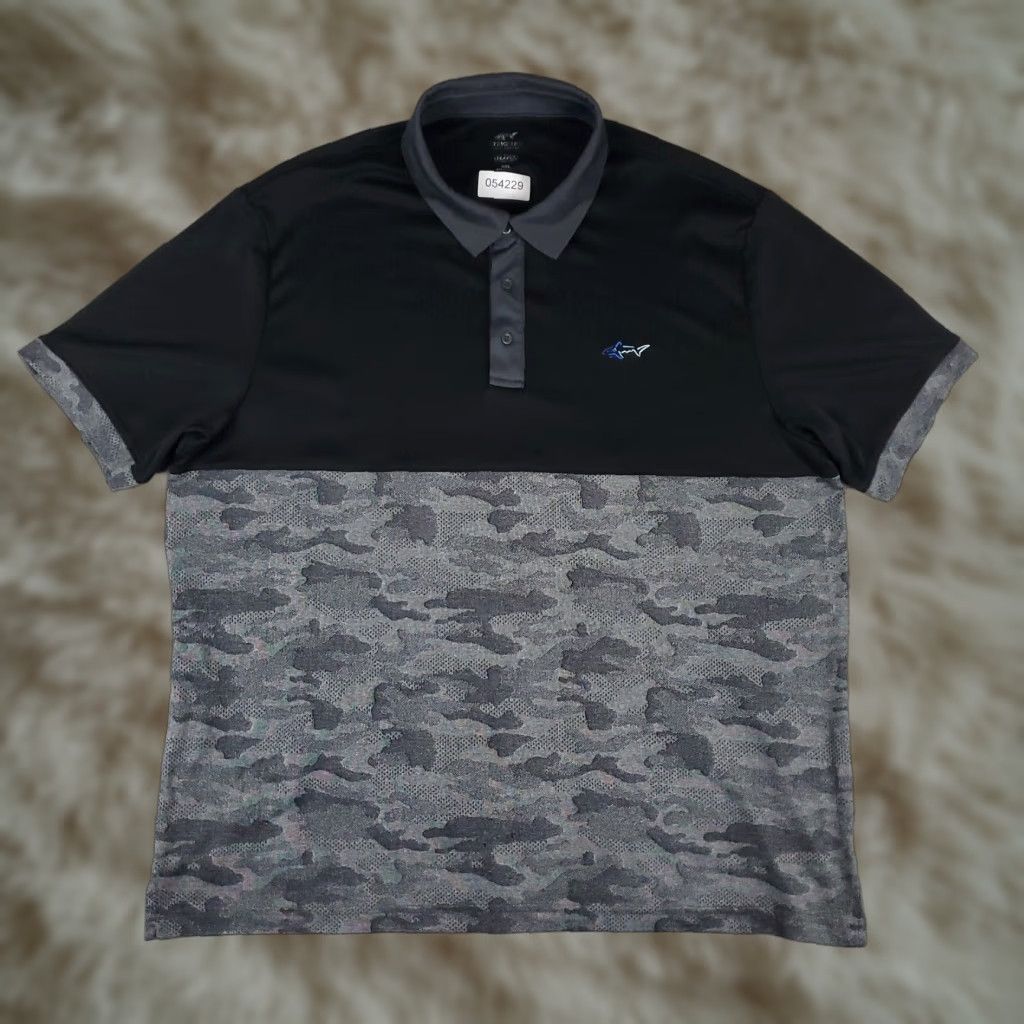 Vintage Greg Norman Polo Shirt Mens 2XL Black Gray Camouflage Shark Casual Short Sleeve Size US XXL / EU 58 / 5 - 1 Thumbnail