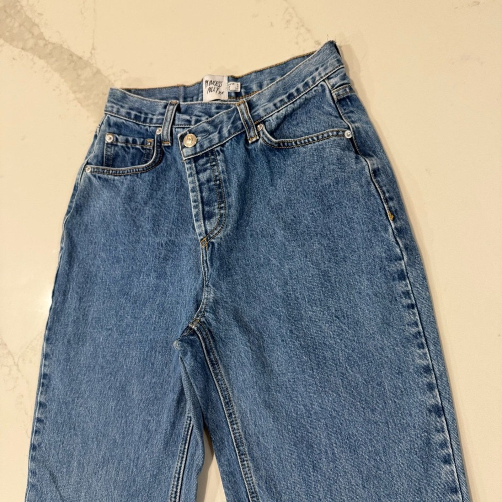 PRINCESS POLLY Princess Polly Asymmetrical Straight Leg Denim Jean Womens 2 Size 26" / US 2 / IT 38 - 6 Thumbnail