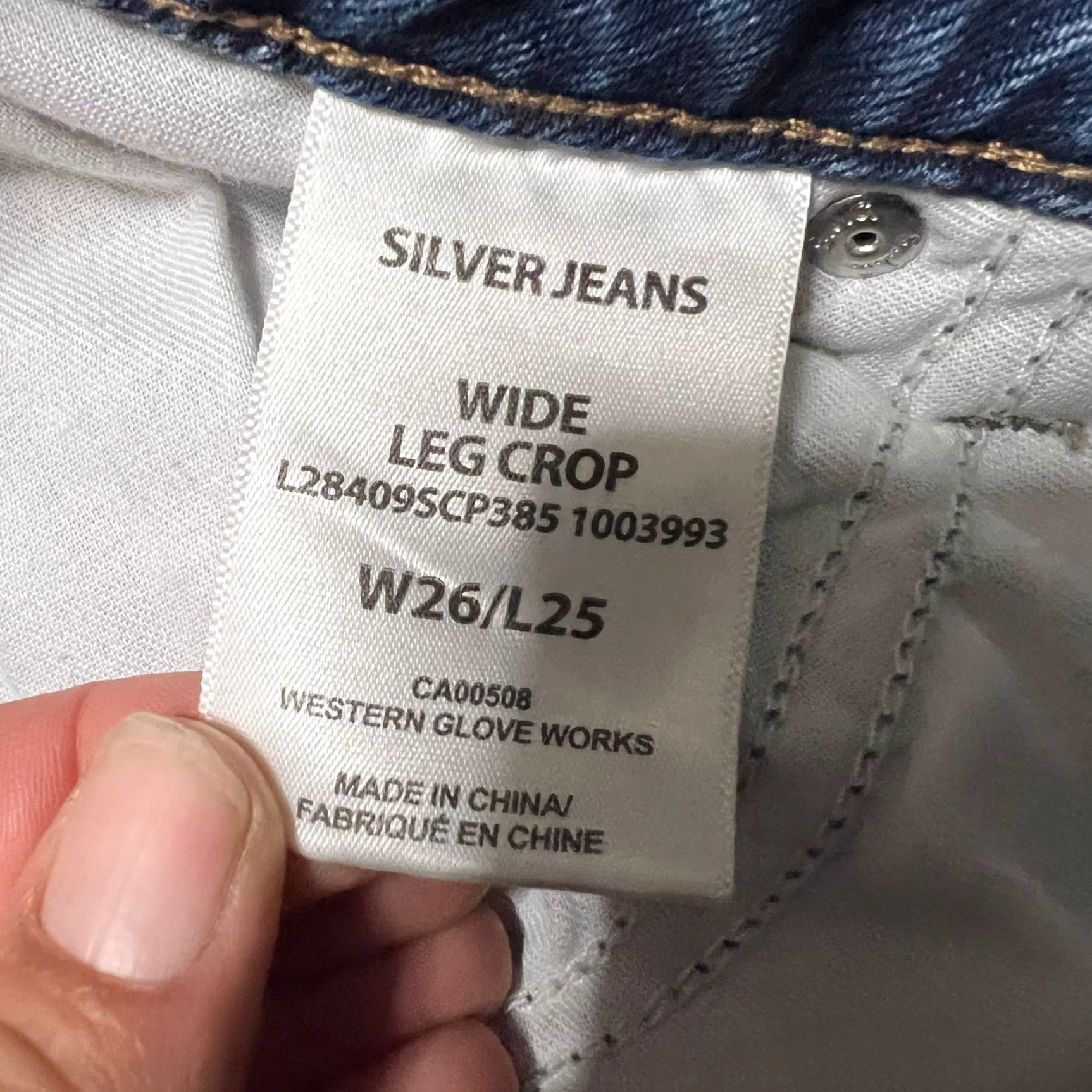 Silver Jeans Co. Silver Jeans Womens Wide-Leg Cropped Blue 26 x 25 Western Thick Stitch Jeans Womens Size 26" / US 2 / IT 38 - 6 Thumbnail
