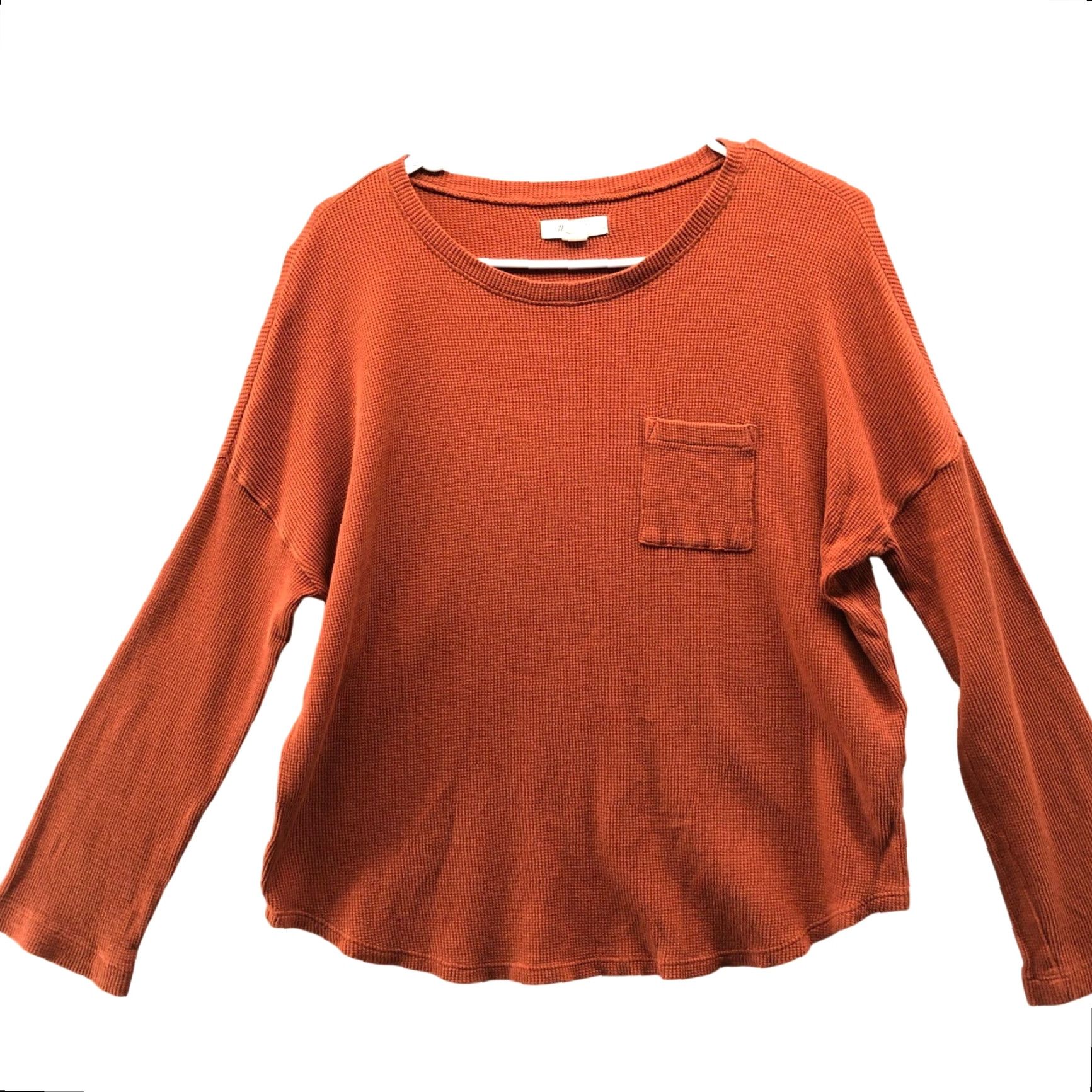 Madewell VINTAGE Madewell Waffle Knit Pocket Tee Womens XS Long Sleeve Tan Brown Crewneck Cotton Size XS / US 0-2 / IT 36-38 - 2 Thumbnail