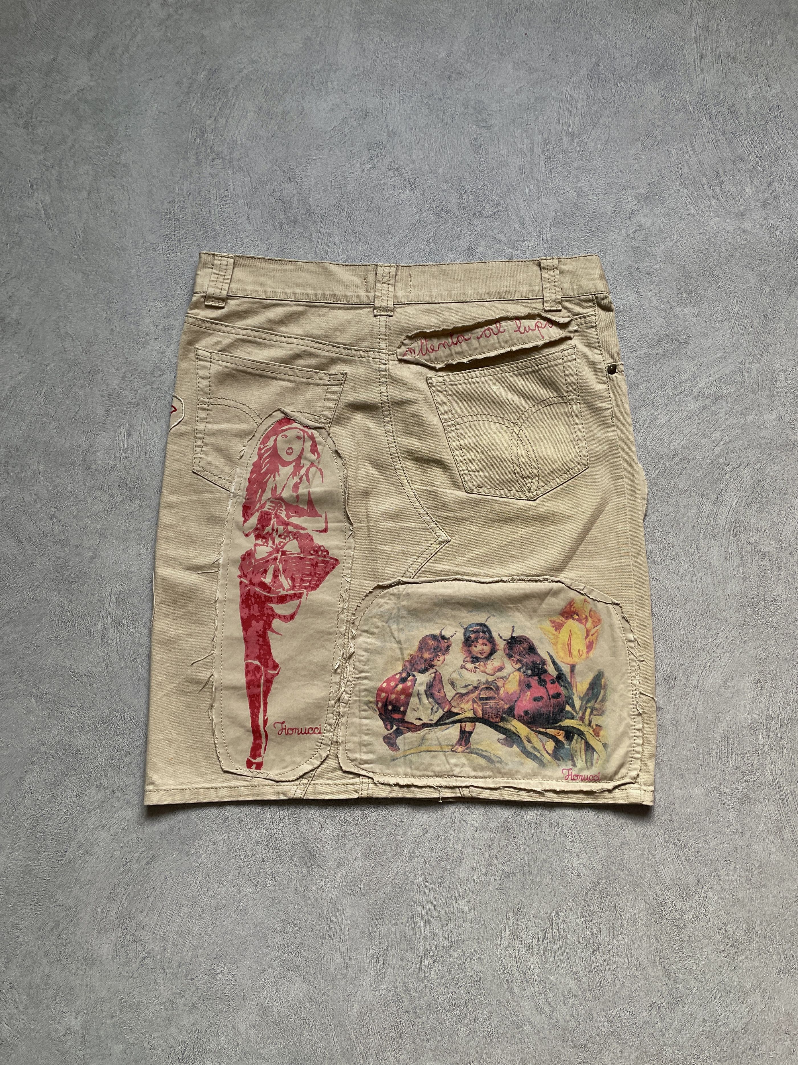 Fiorucci Fiorucci “Beware the Wolf” fairytale patches midi skirt. Size 27" / US 4 / IT 40 - 1 Thumbnail