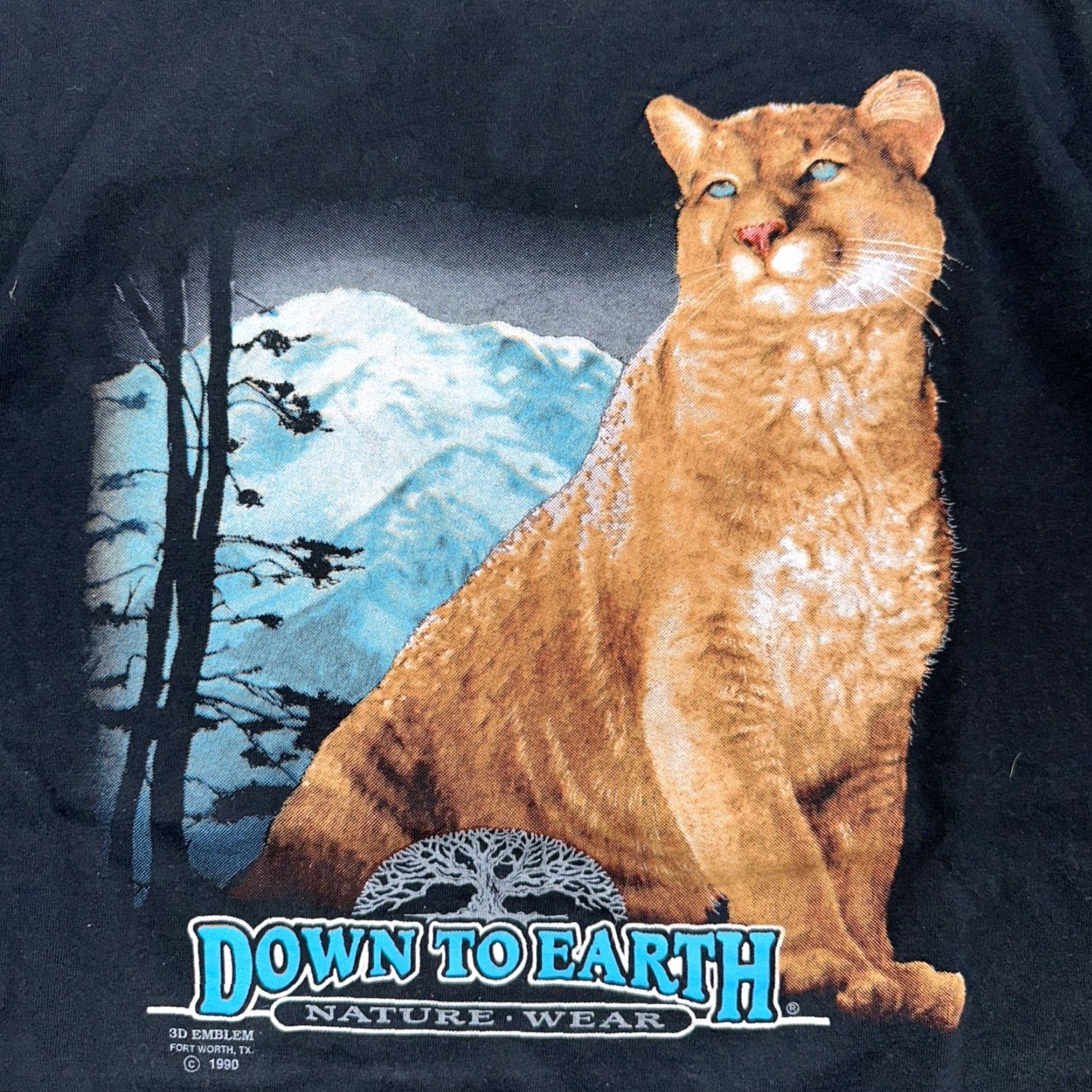 Delta VINTAGE Delta T-Shirt Black Men's 3D Emblem Nature Panther Graphic Print Crew Neck Short Sleeve 90s Style Shirt Size US L / EU 52-54 / 3 - 2 Thumbnail