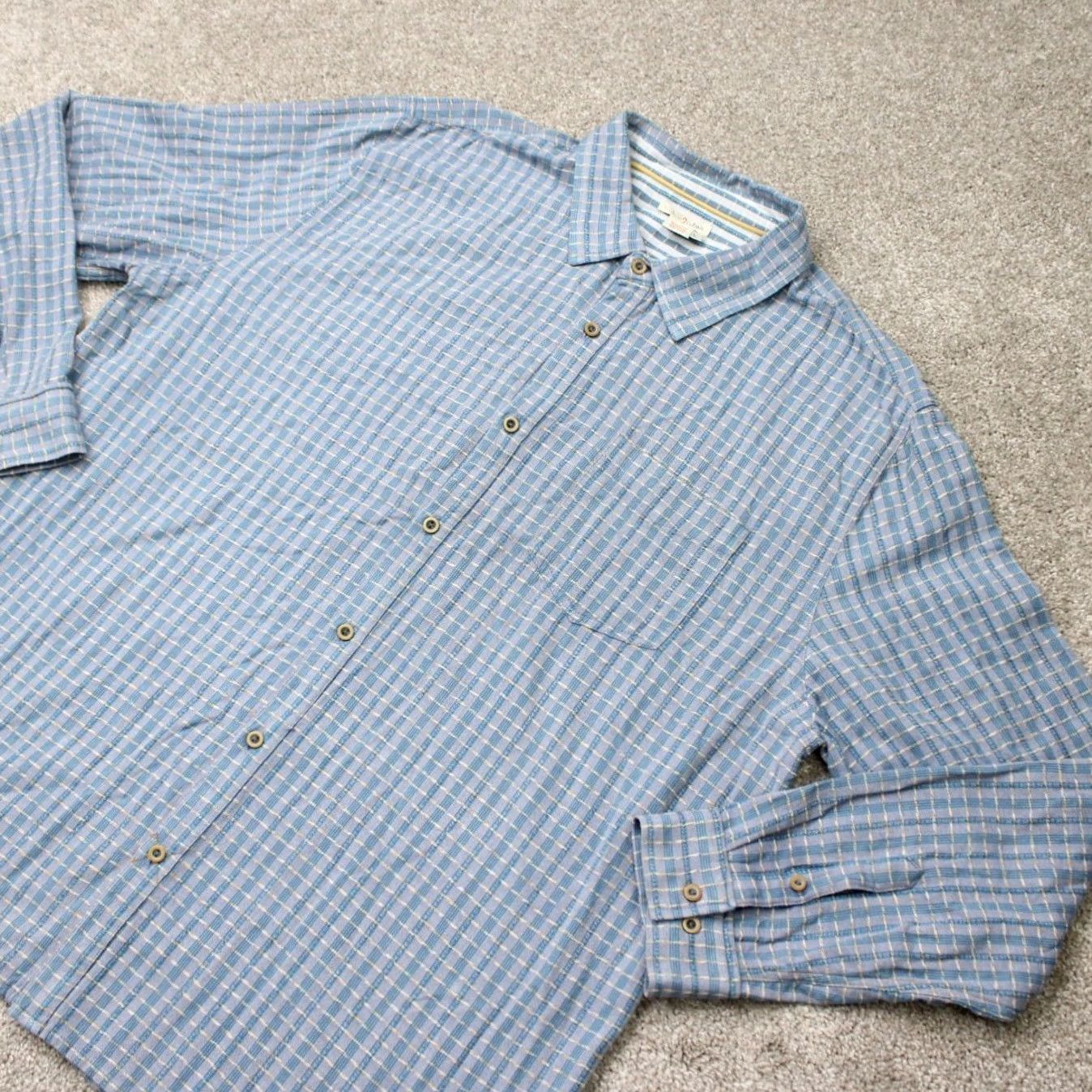 Carbon2Cobalt Carbon 2 Cobalt Shirt Mens Large Blue/Yellow Check Textured Cotton Long Sleeve Size US L / EU 52-54 / 3 - 3 Thumbnail