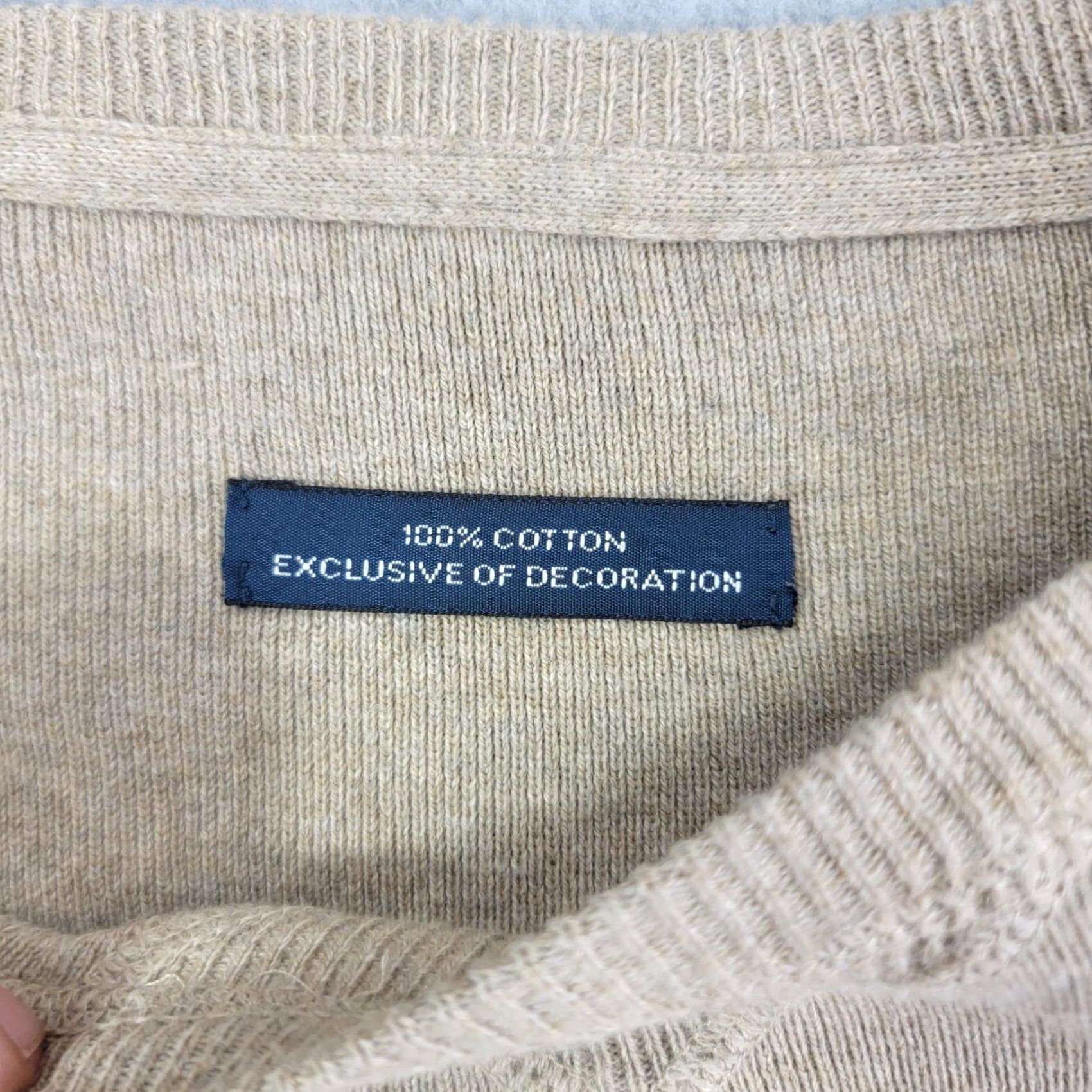 Ralph Lauren Polo Ralph Lauren Men Size XL Cotton Sweater Beige Crew Neck Pullover Size US XL / EU 56 / 4 - 3 Thumbnail