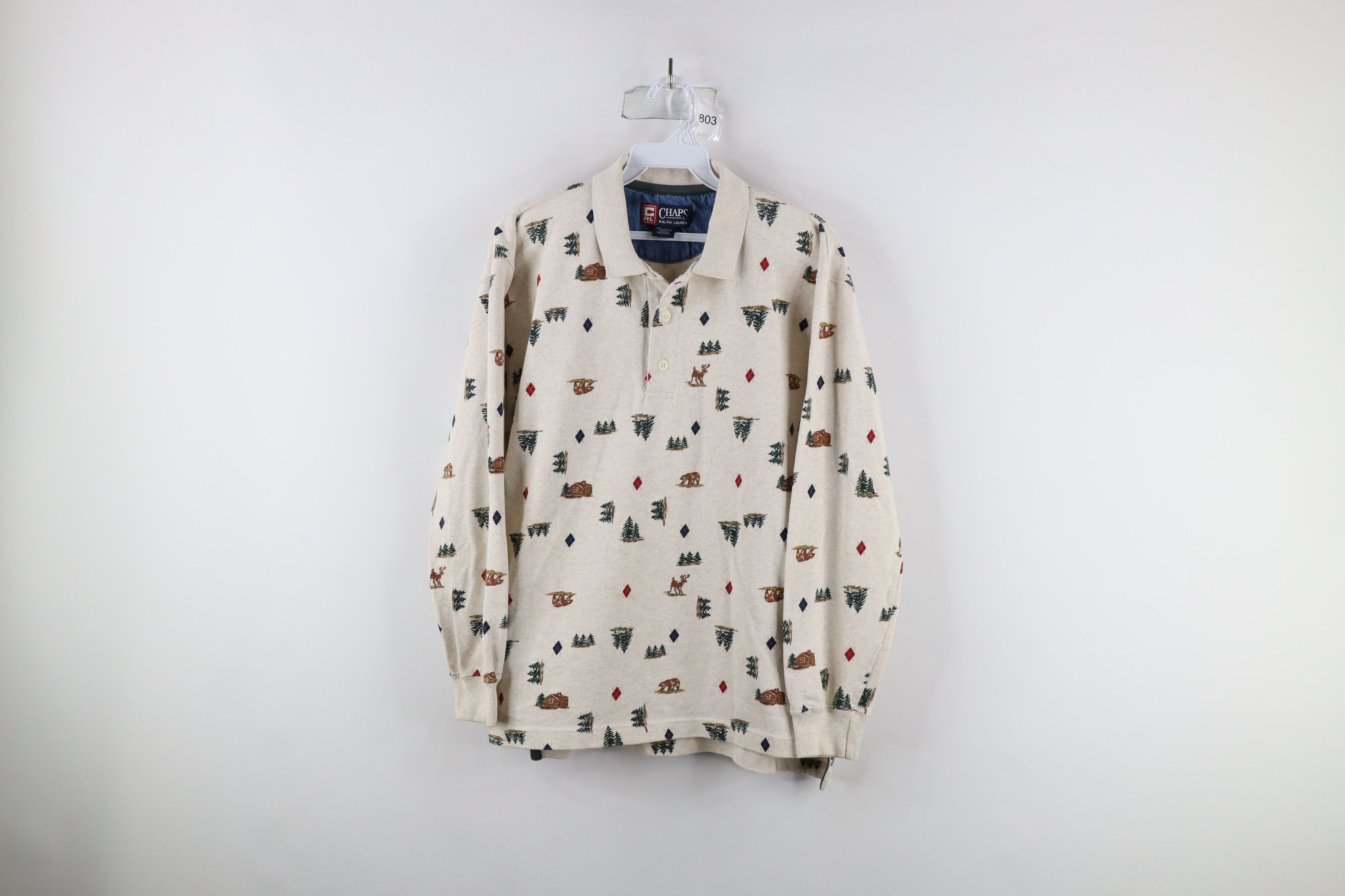 Polo Ralph Lauren Vintage 90s Chaps Ralph Lauren Print Nature Long Sleeve Polo Size US S / EU 44-46 / 1 - 1 Thumbnail