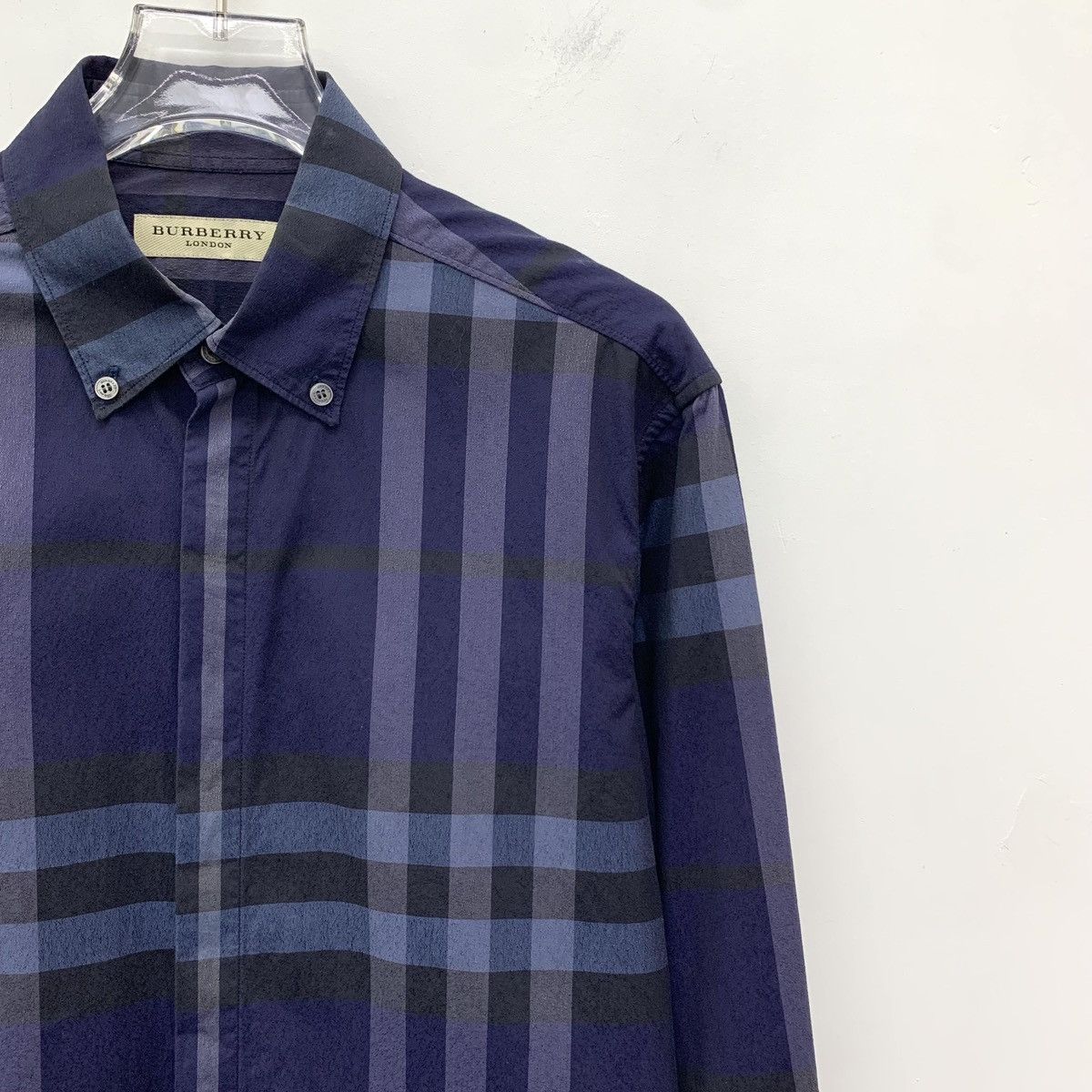 Burberry Burberry Dark Blue Check Collared Long Sleeve Shirt K26WX Size US S / EU 44-46 / 1 - 3 Thumbnail