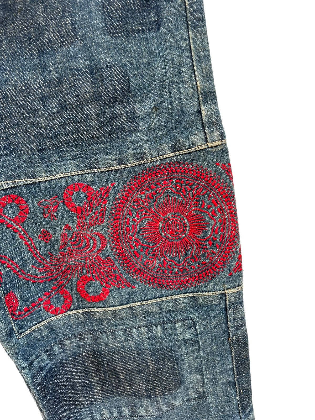 Vintage Japan Brand Etienne Ozeki Patchwork Embroidery Denim Jeans Size US 30 / EU 46 - 11 Thumbnail