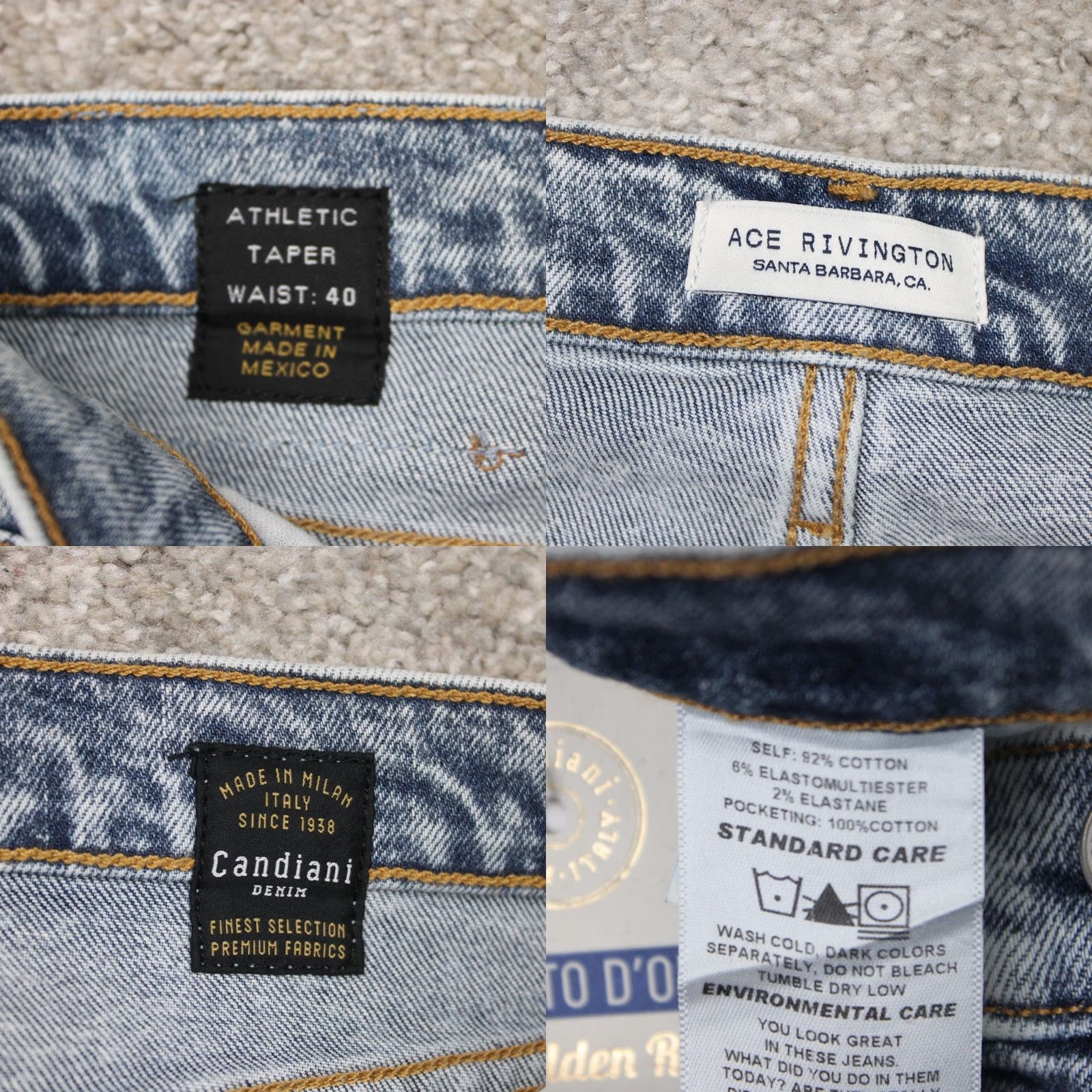 Denime Ace Rivington Jeans Mens 40x32 Blue NWT Athletic Taper Denim 5-Pocket Button Zip Size US 40 / EU 56 - 9 Thumbnail