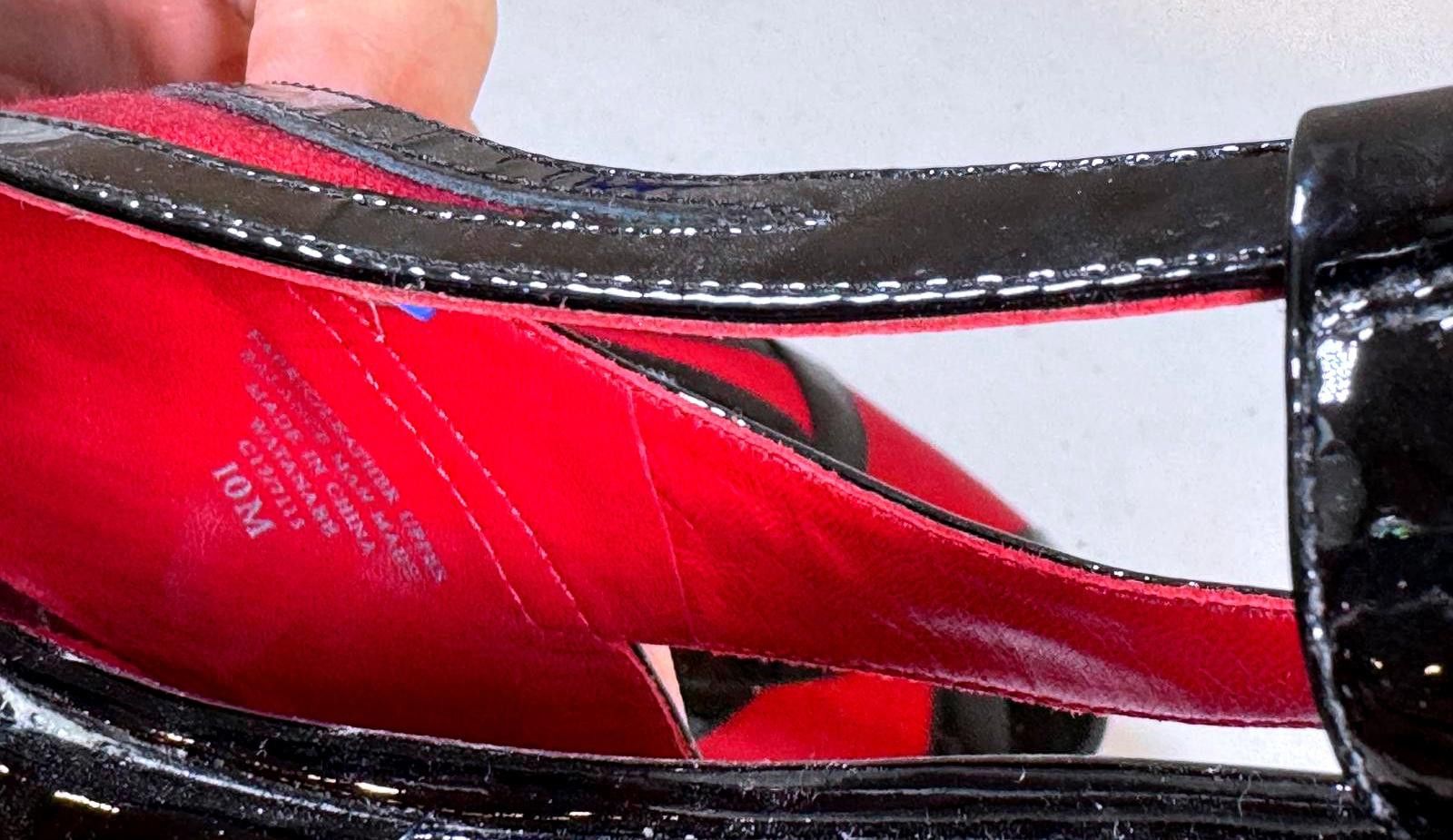 Designer Stylish Max Studio Red and Black Patent Slingback Wedges Size US 10 / IT 40 - 6 Thumbnail