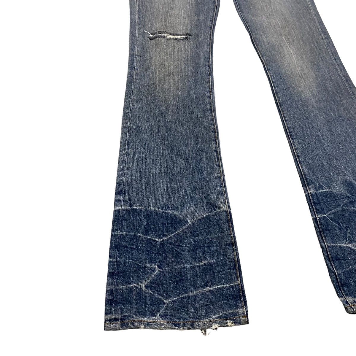 Japanese Brand SCHLUSSEL Low Rise Leather Lace Denim Flare Jeans Size US 30 / EU 46 - 8 Thumbnail