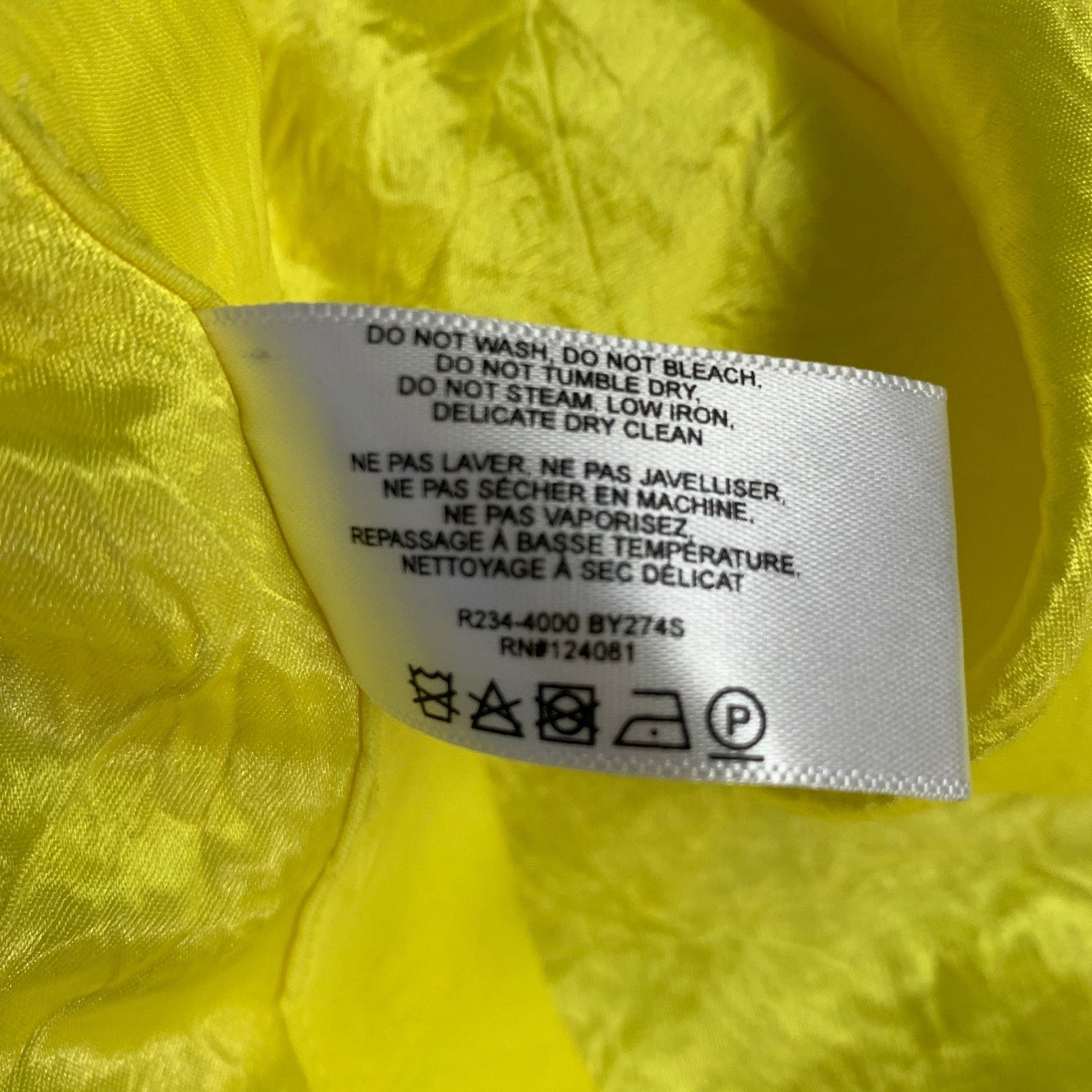 Proenza Schouler L Neon Yellow Wrinkled Acetate Hidden Placket Long Sleeve Size S / US 4 / IT 40 - 8 Thumbnail