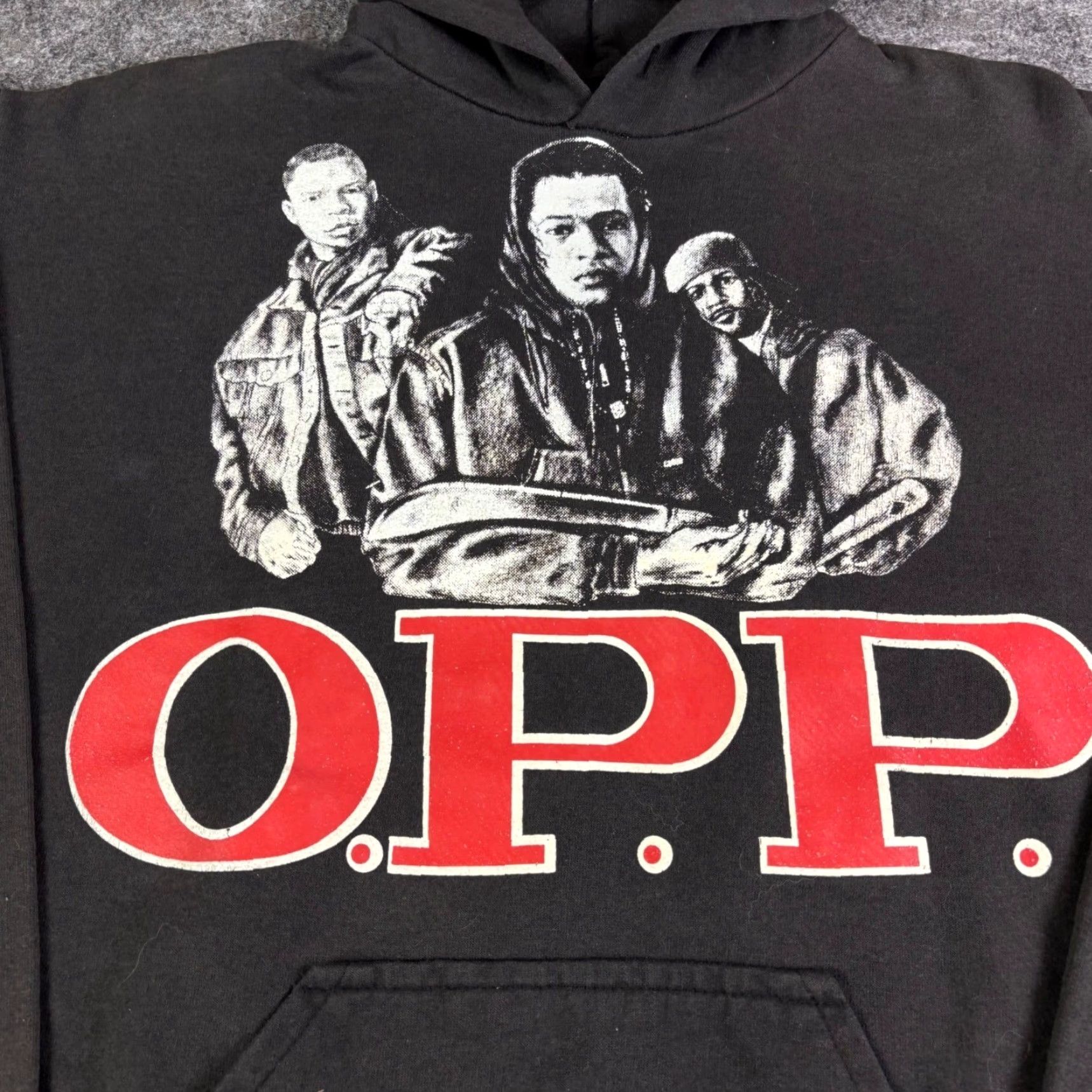 Vintage VINTAGE Naughty By Nature OPP Hip Hop Rap Hoodie Black Sweatshirt Mens 90s Sweatshirt Hoodie Graphic Print Pockets Hooded Crew Neck Cotton Blend Size US M / EU 48-50 / 2 - 6 Thumbnail