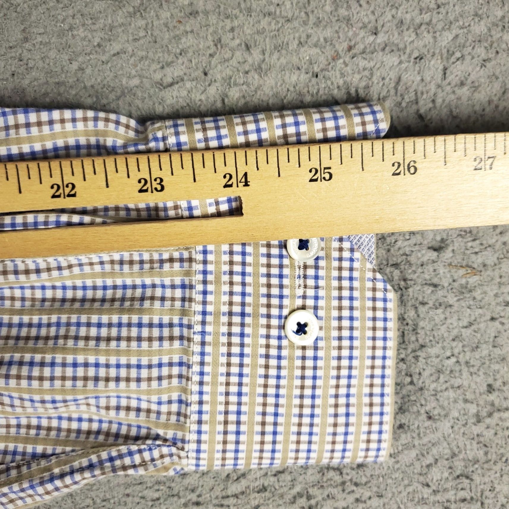 BUGATCHI Bugatchi Shirt Mens Large Blue Beige Plaid Classic Fit Button Up Long Sleeve Size US L / EU 52-54 / 3 - 6 Thumbnail